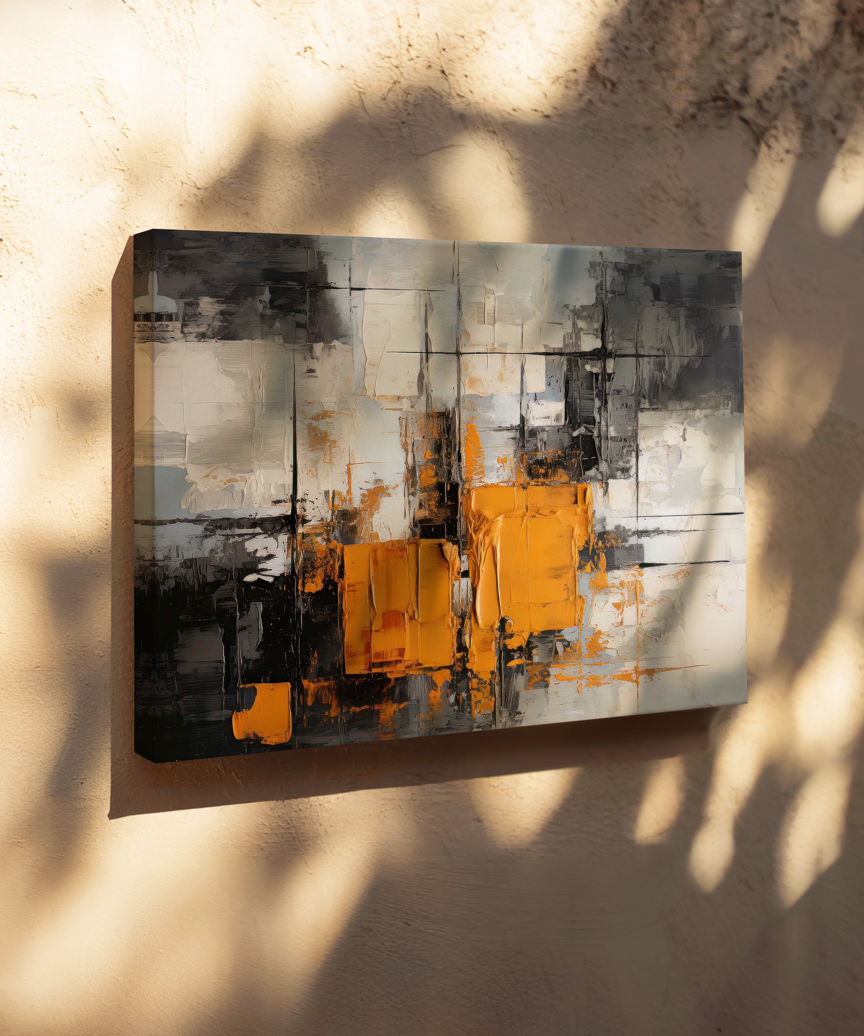Orange Grey | Yağlıboya dokulu canvas baskı