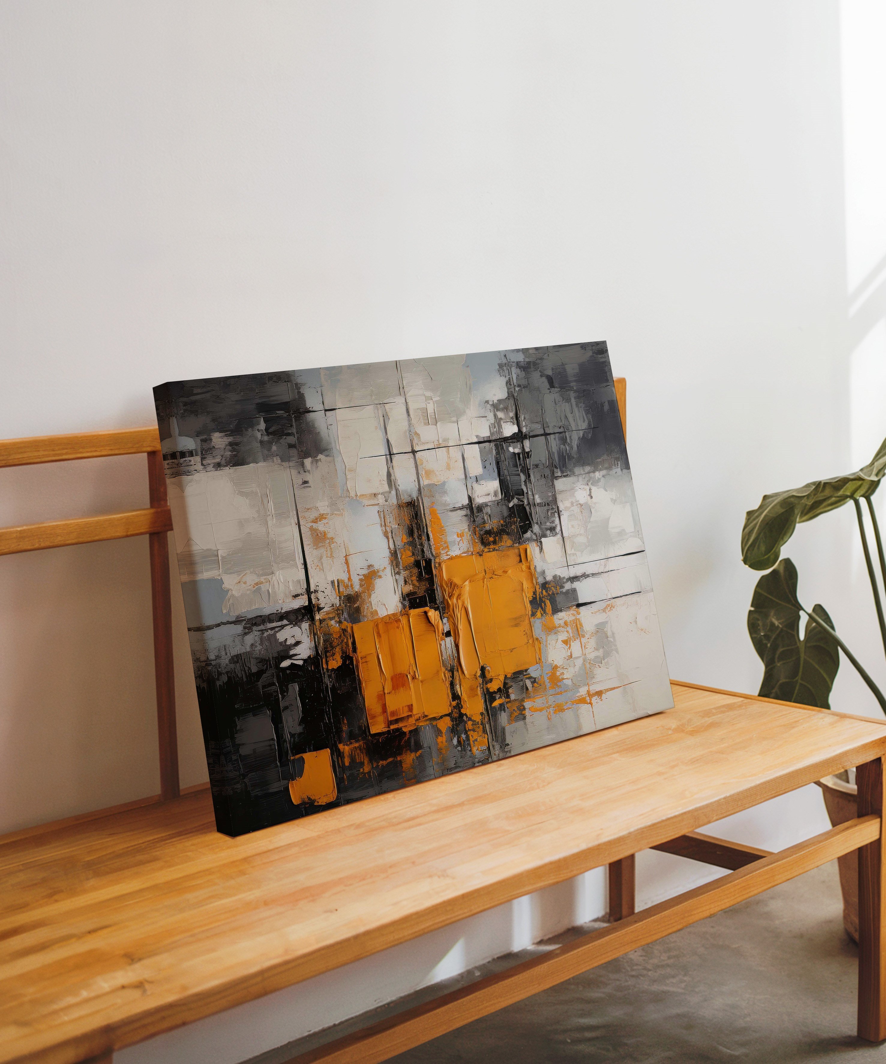 Orange Grey | Yağlıboya dokulu canvas baskı
