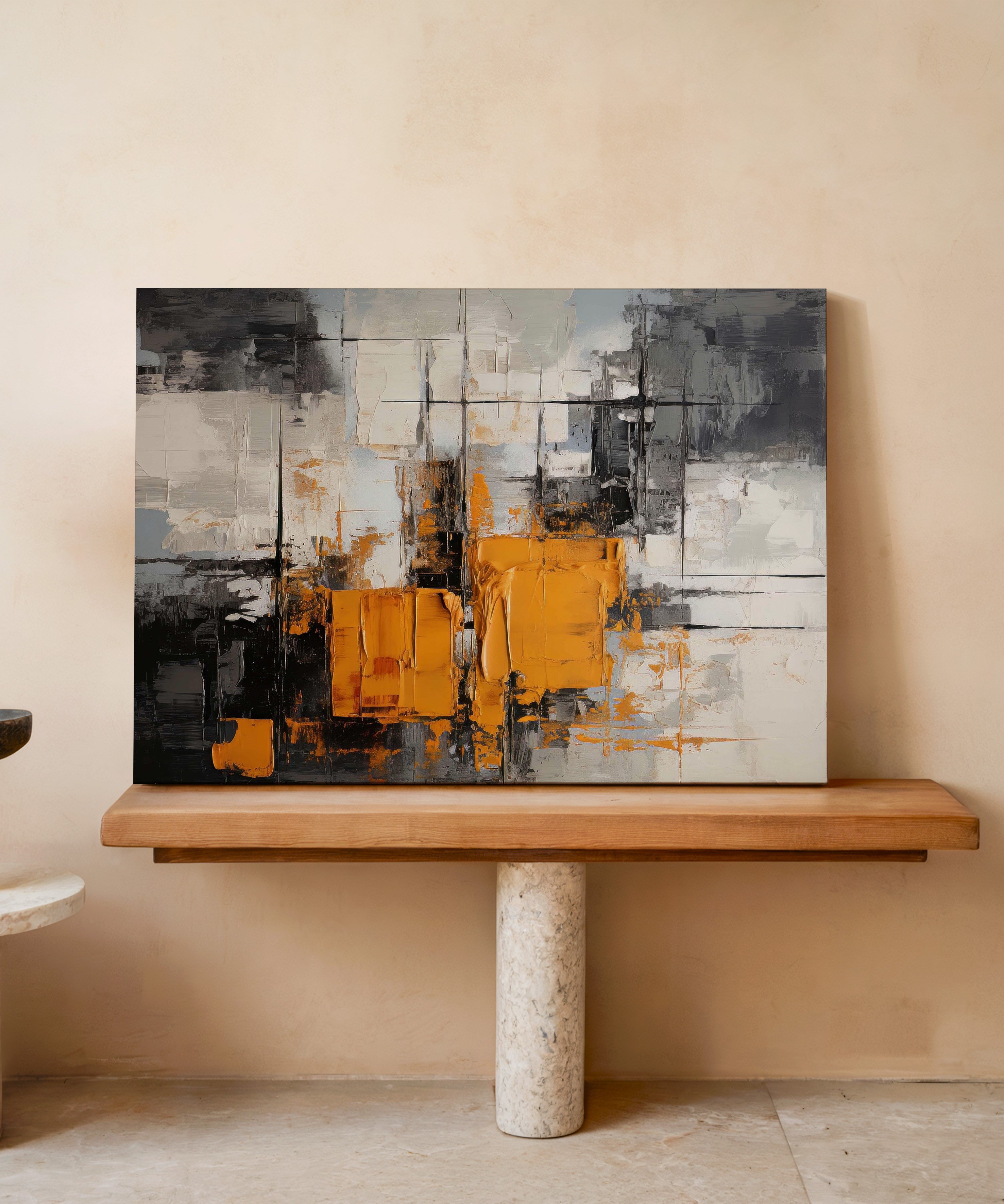 Orange Grey | Yağlıboya dokulu canvas baskı