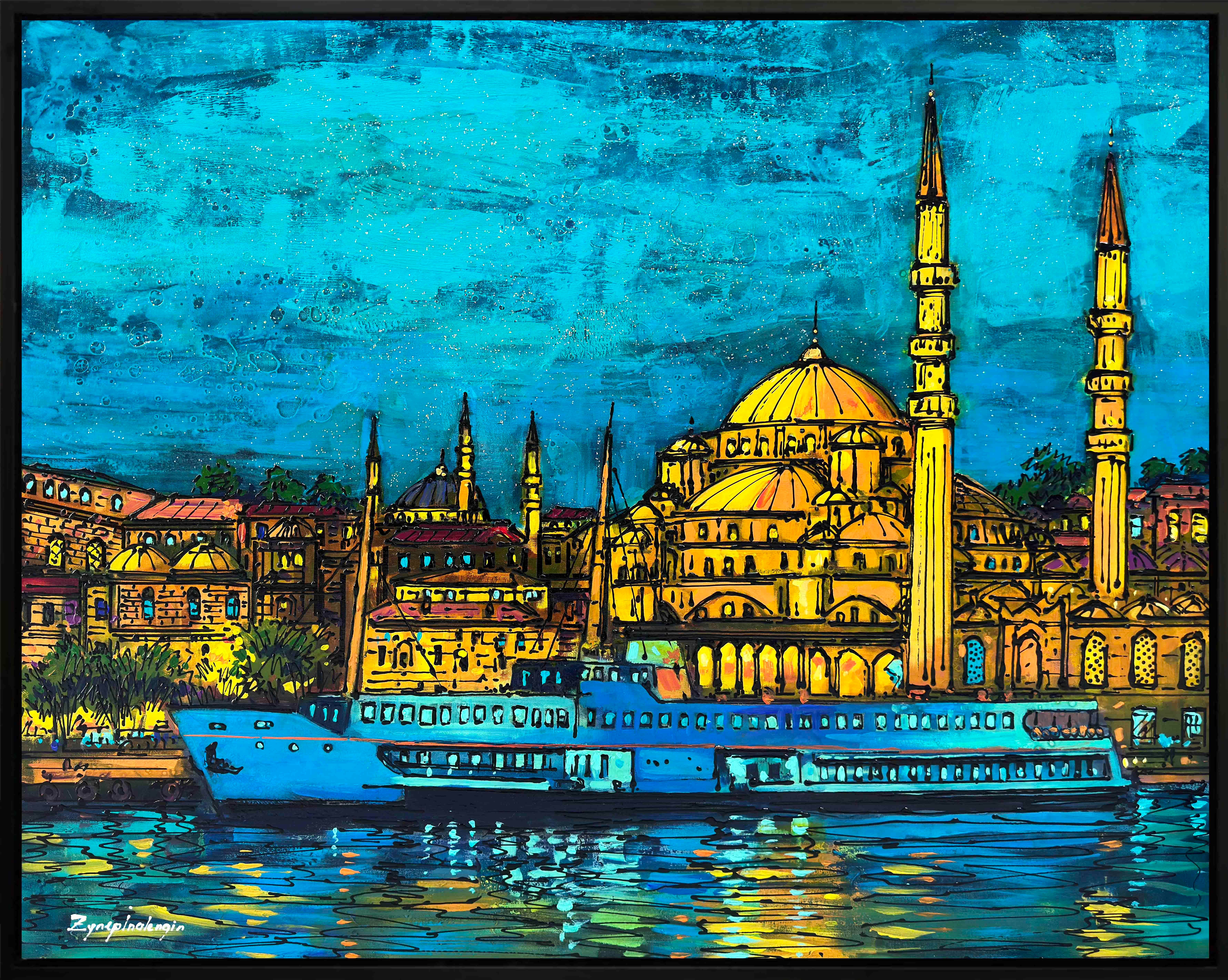 Ortaköyde büyük vapur  | Yağlı Boya Tablo