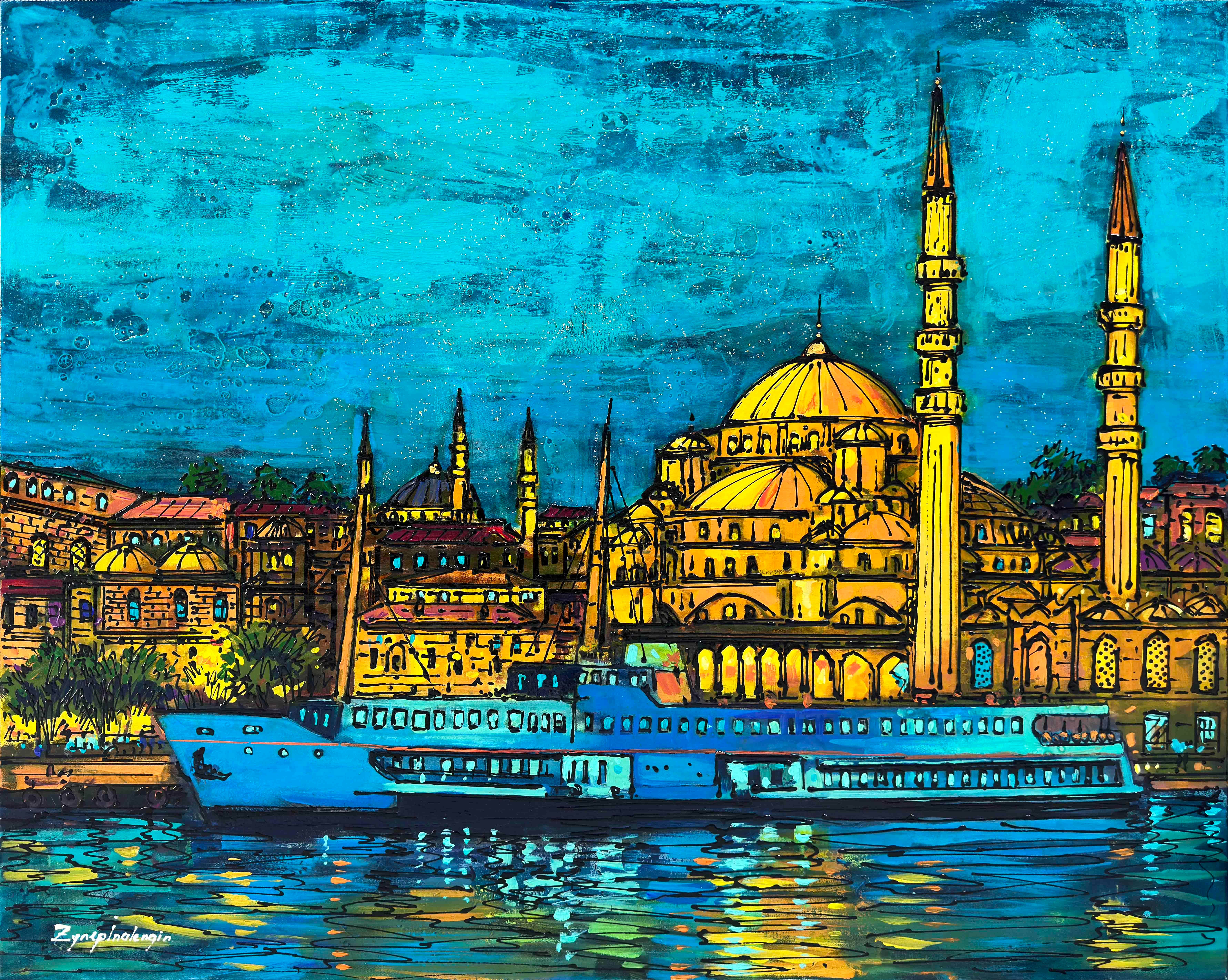 Ortaköyde büyük vapur  | Yağlı Boya Tablo