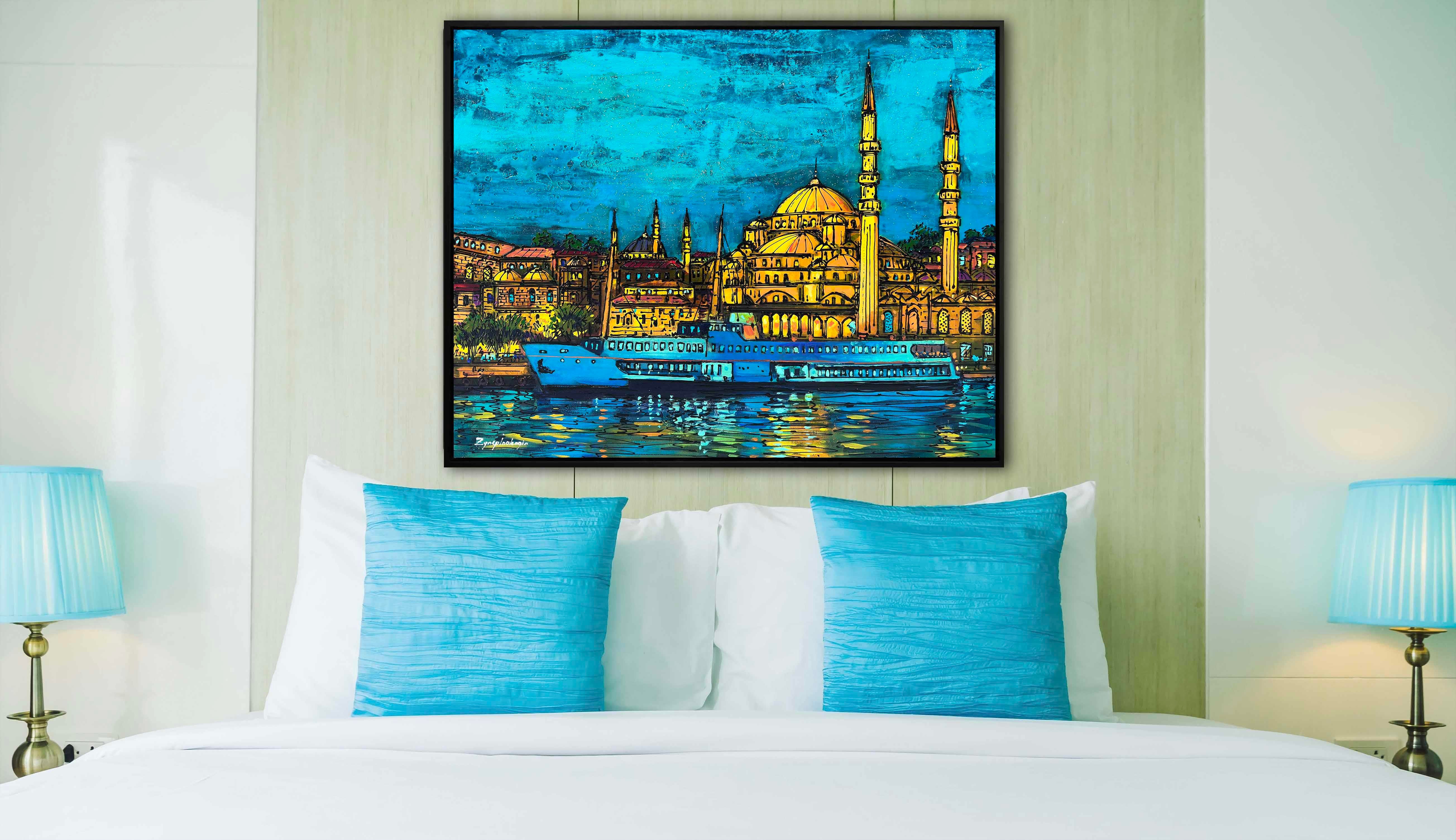 Ortaköyde büyük vapur  | Yağlı Boya Tablo