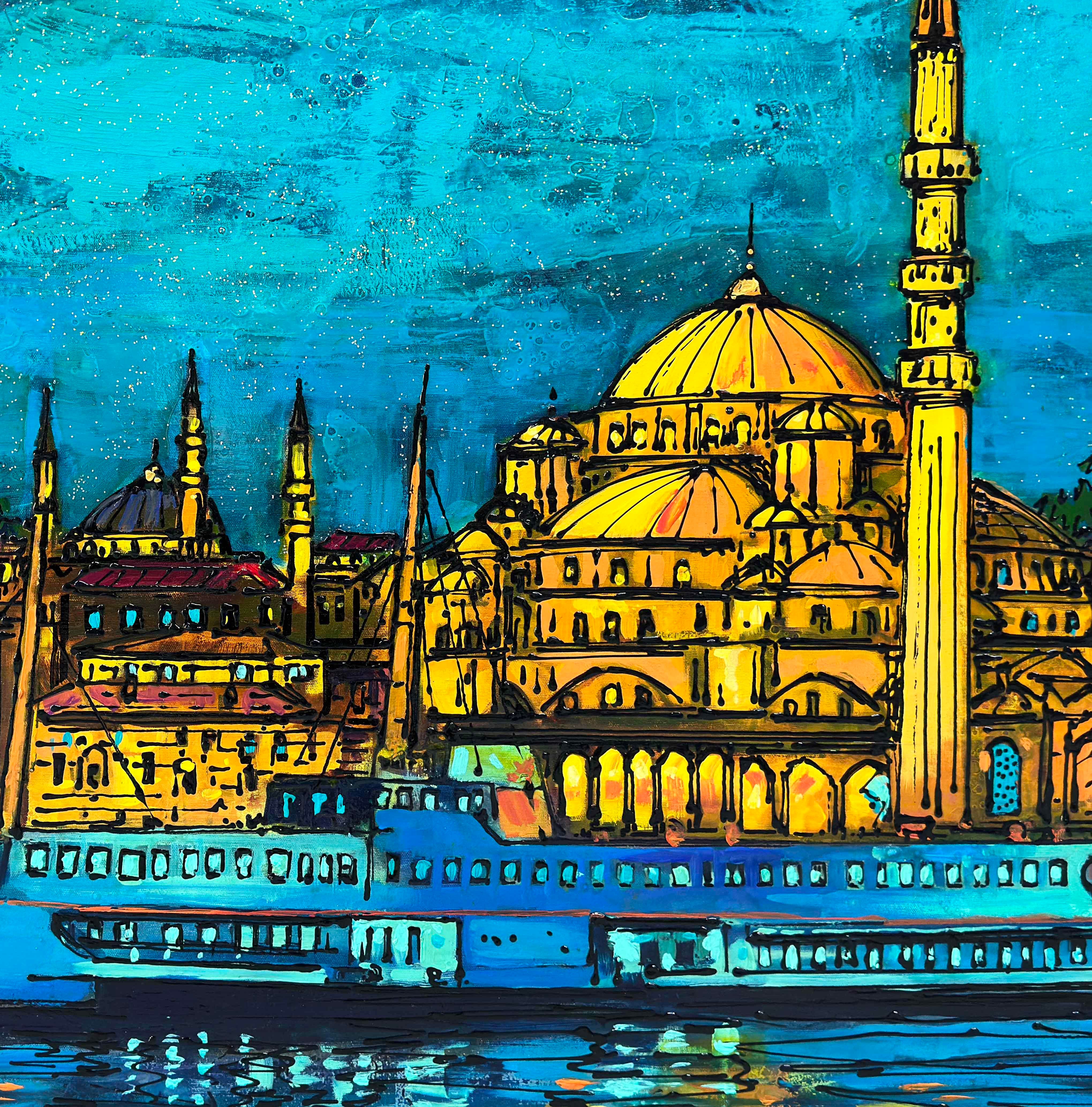 Ortaköyde büyük vapur  | Yağlı Boya Tablo