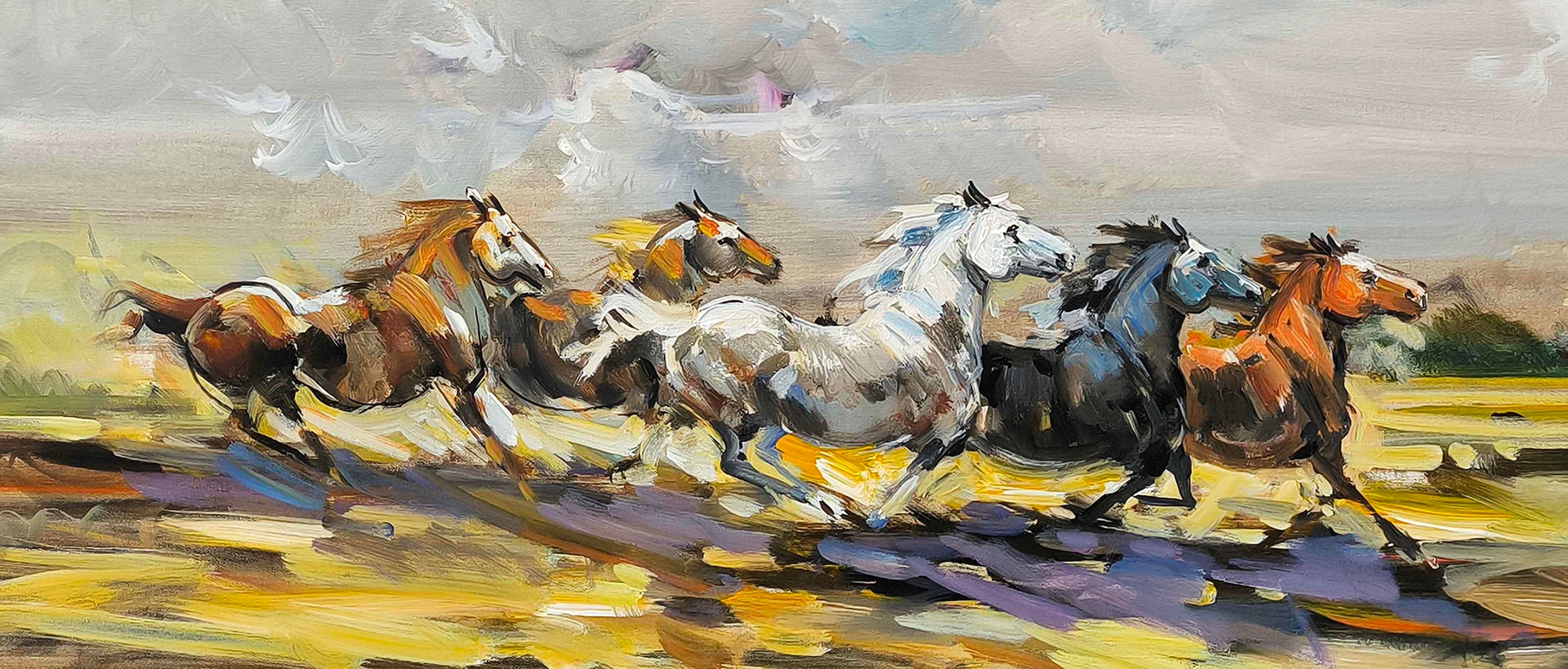 Özgürlüğe Koşan Atlar | Yağlı Boya Tablo
