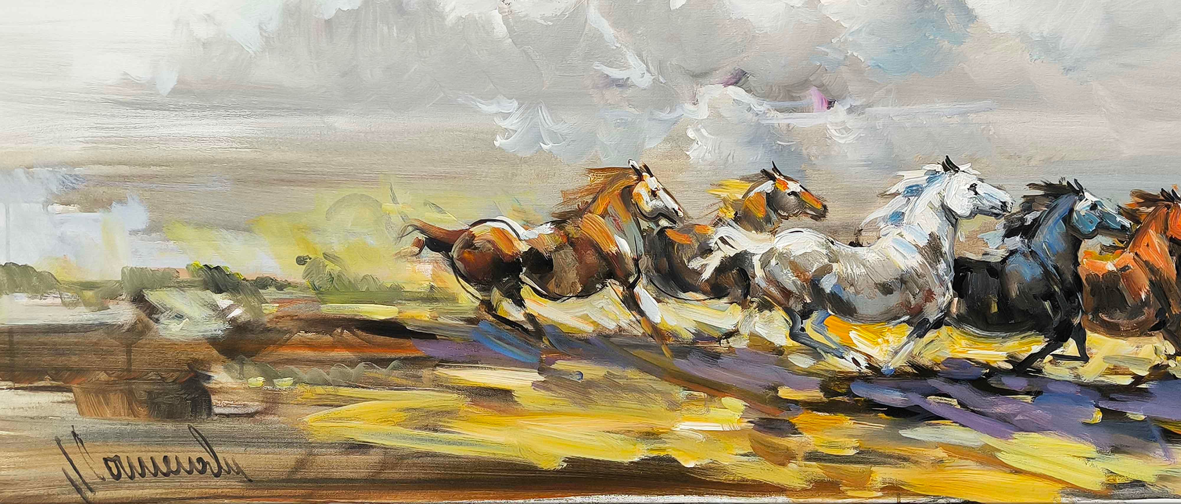 Özgürlüğe Koşan Atlar | Yağlı Boya Tablo