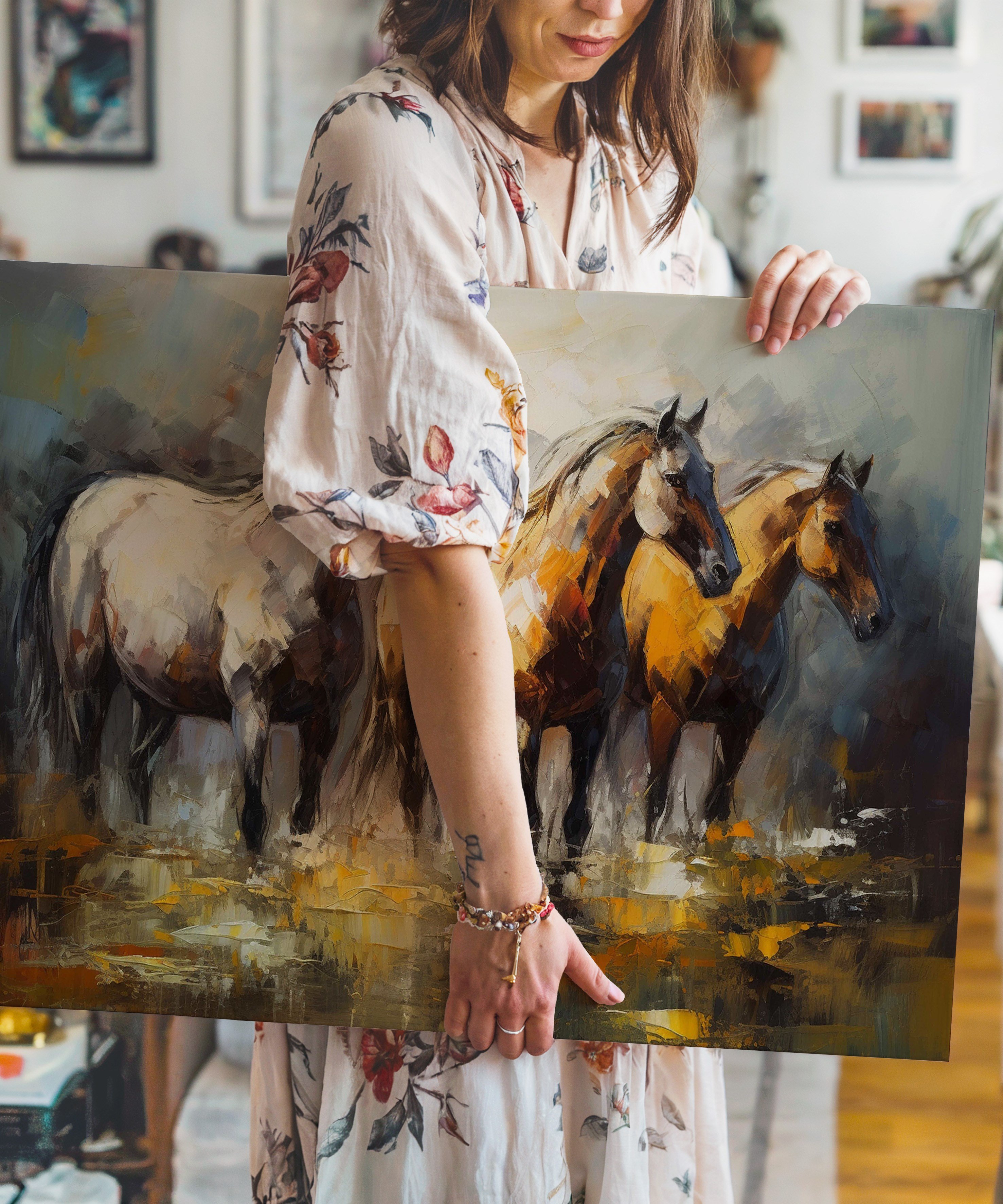 Painting Of Horses 2 | Yağlıboya dokulu canvas baskı