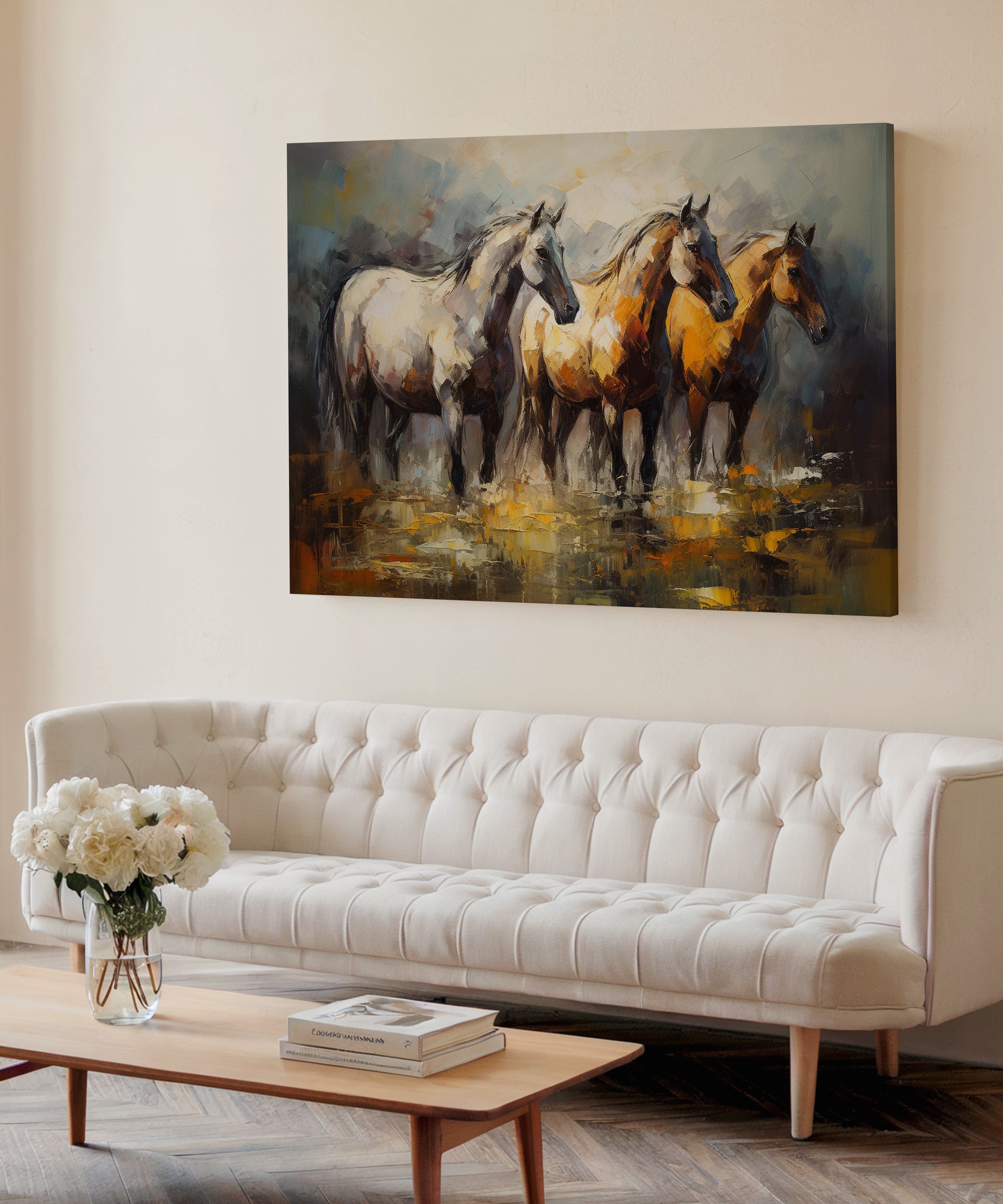 Painting Of Horses 2 | Yağlıboya dokulu canvas baskı