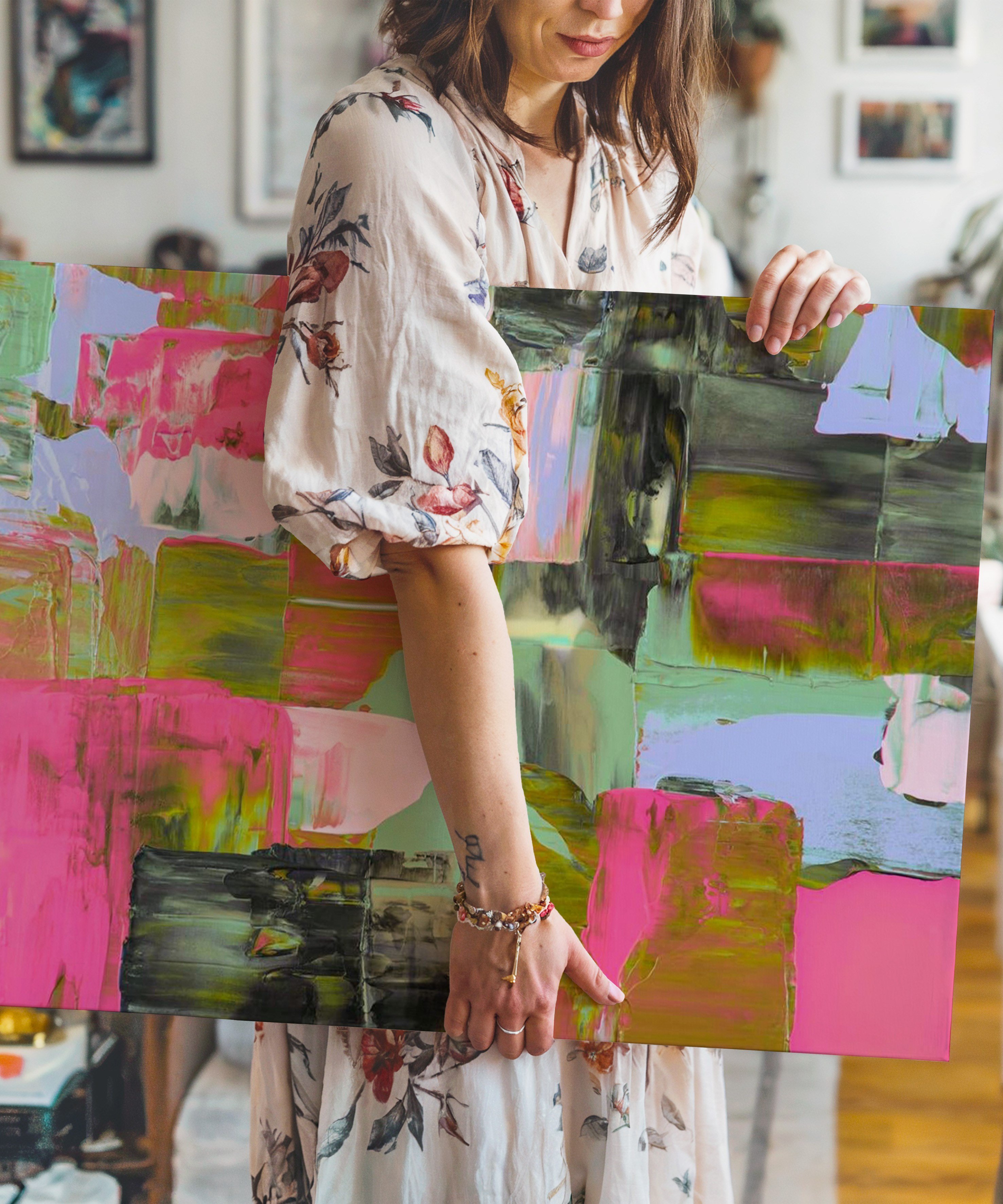 Pastel Uyum | Yağlı Boya Dokulu Canvas Baskı