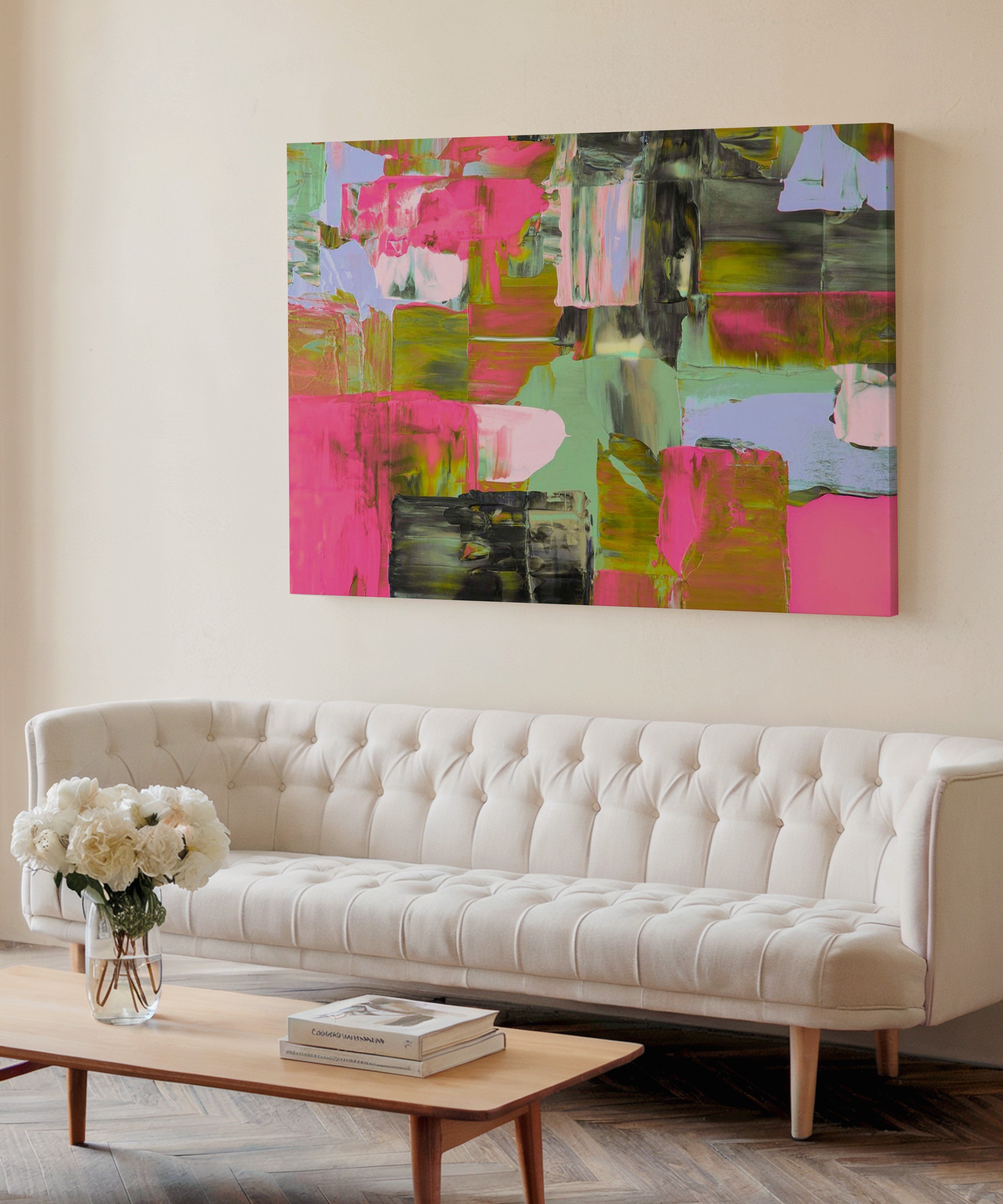 Pastel Uyum | Yağlı Boya Dokulu Canvas Baskı