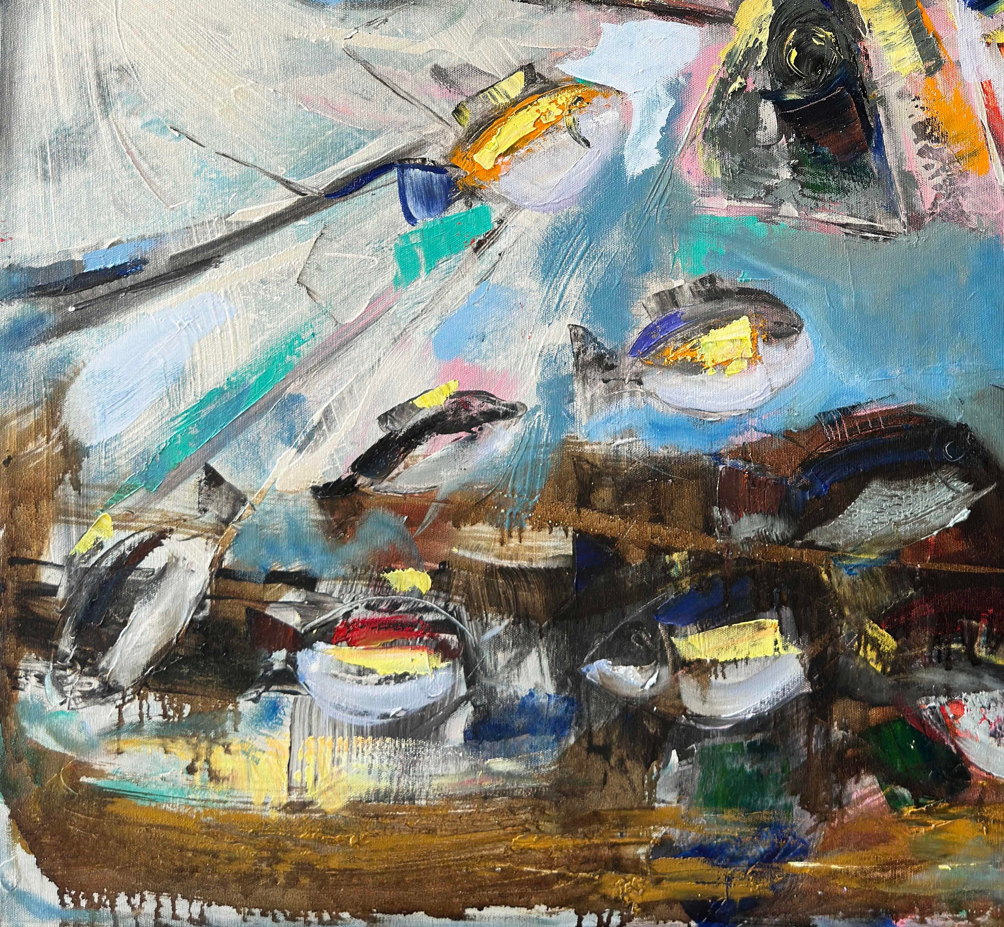 Pembe balık ağı | Yağlı Boya Tablo