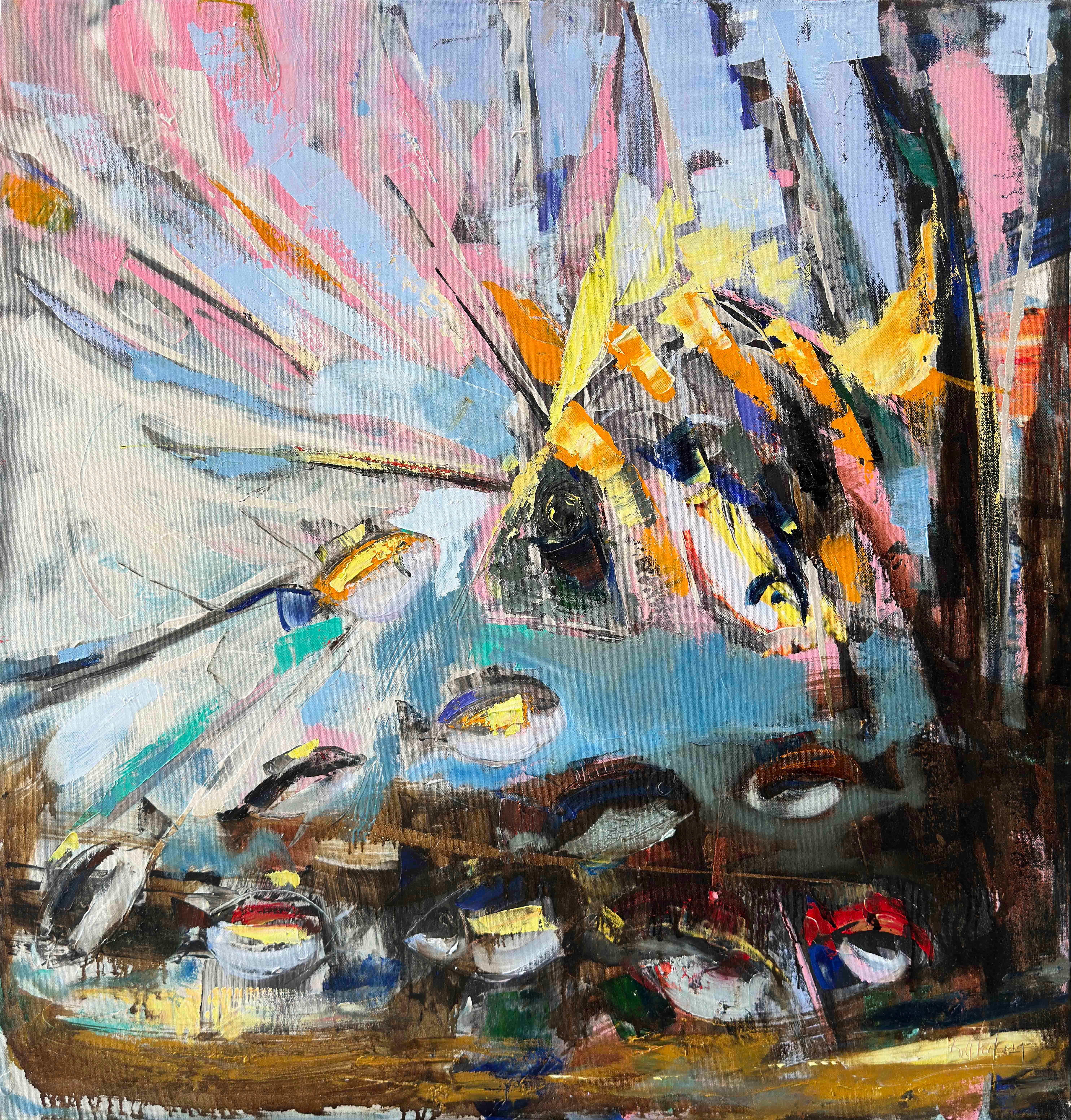 Pembe balık ağı | Yağlı Boya Tablo