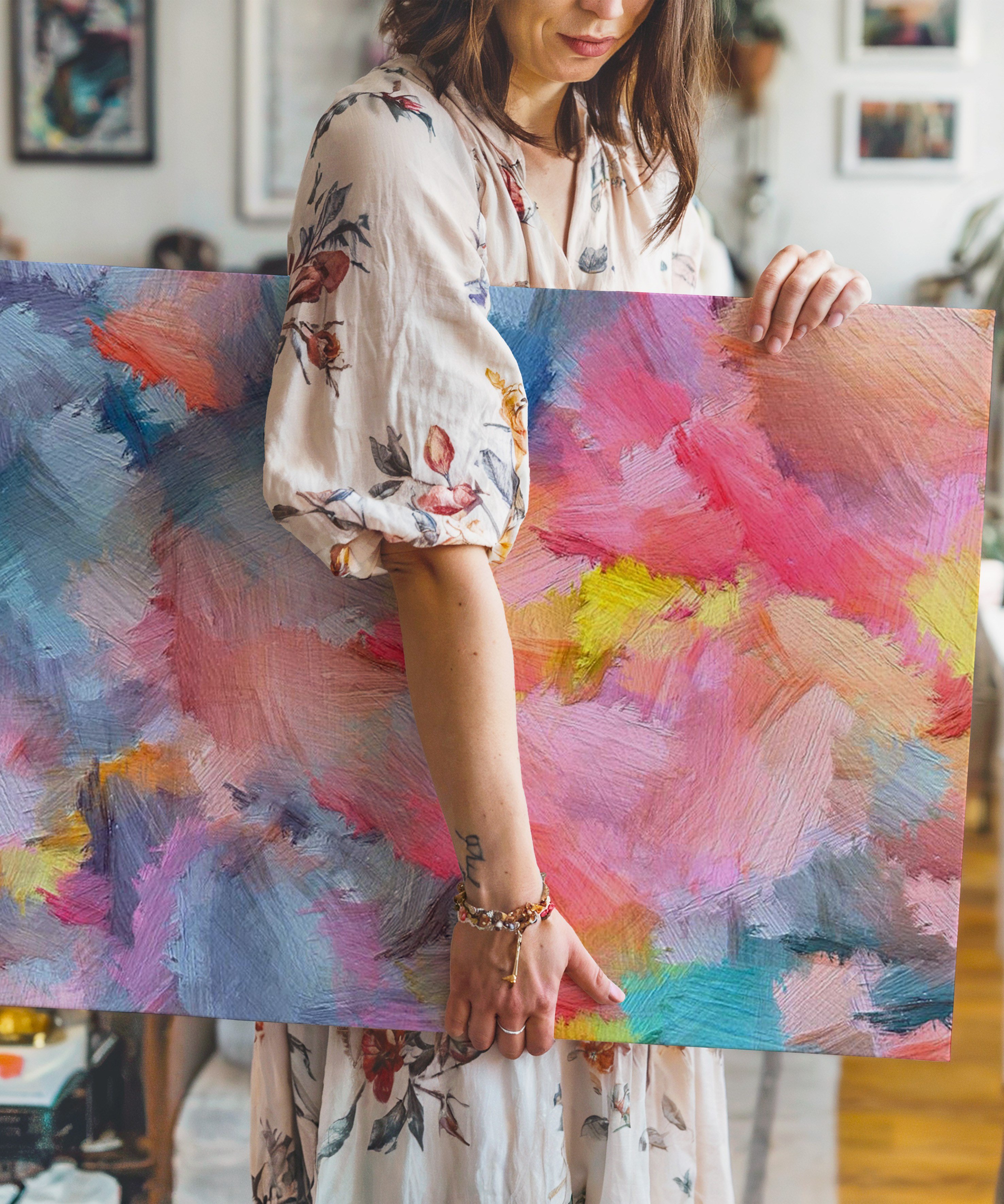 Pembe Düş | Yağlıboya dokulu canvas baskı