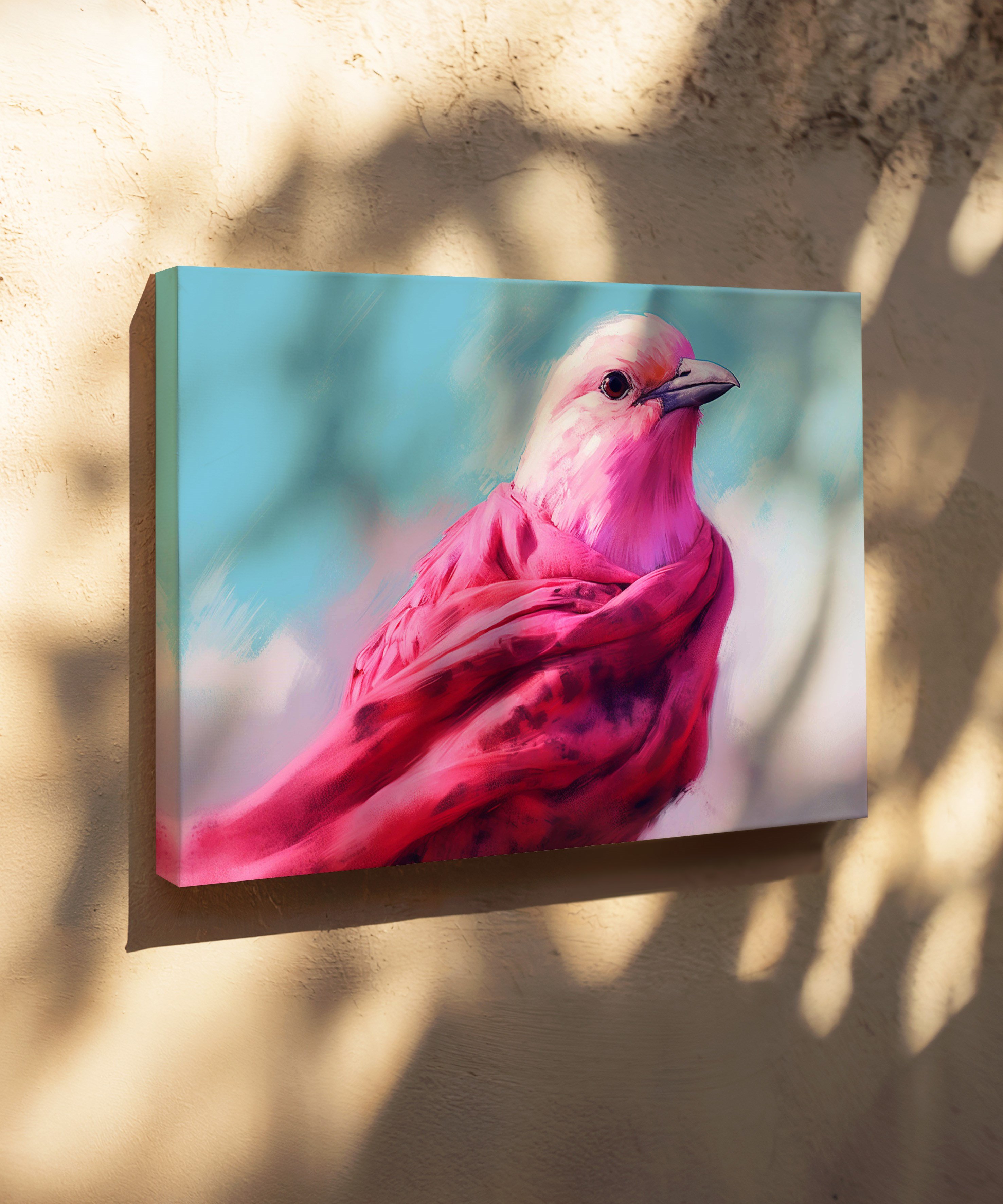 Pembe Kanatların Şarkısı | Yağlı Boya Dokulu Canvas Baskı