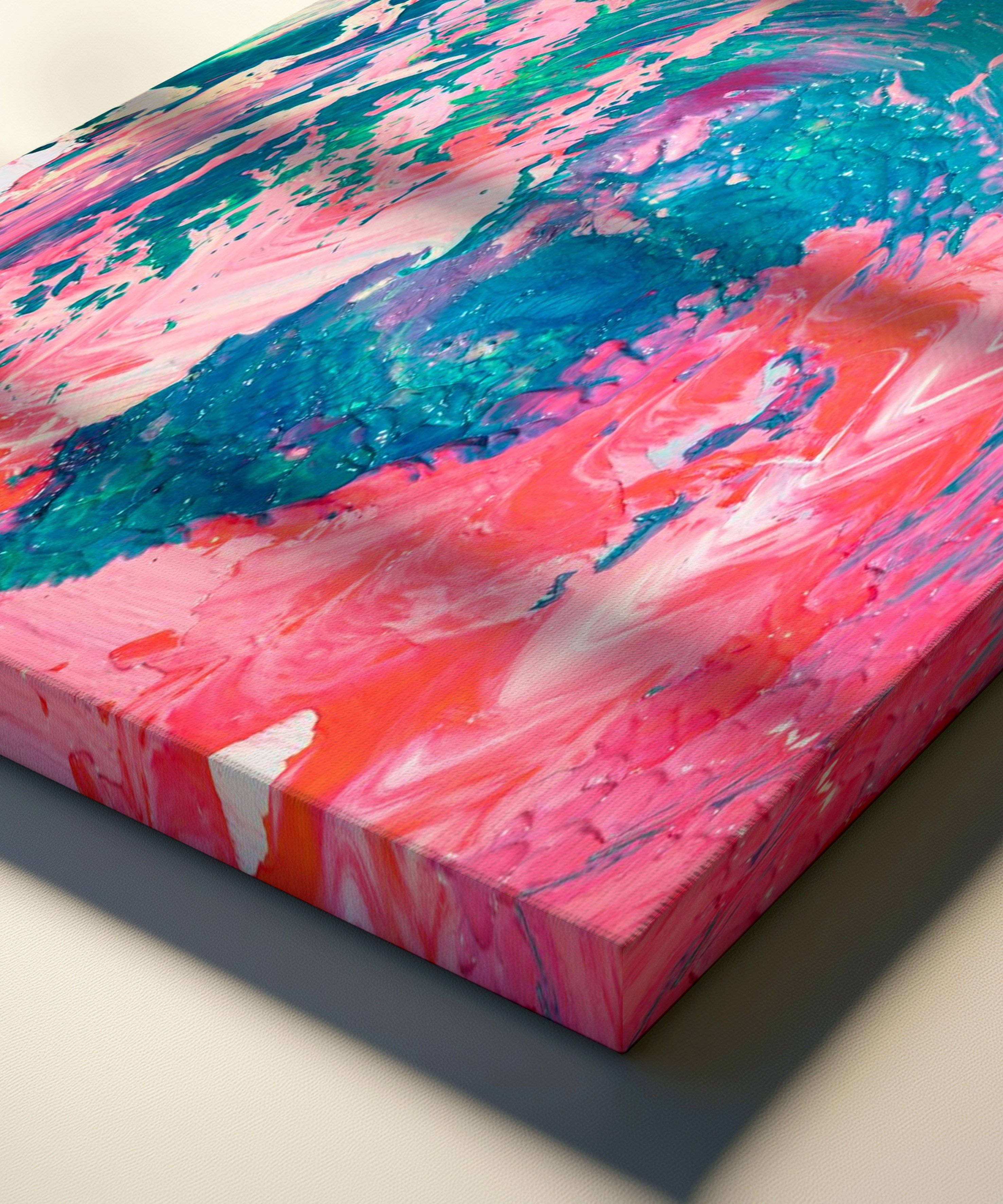 Pembe Mavi | Yağlıboya dokulu canvas baskı