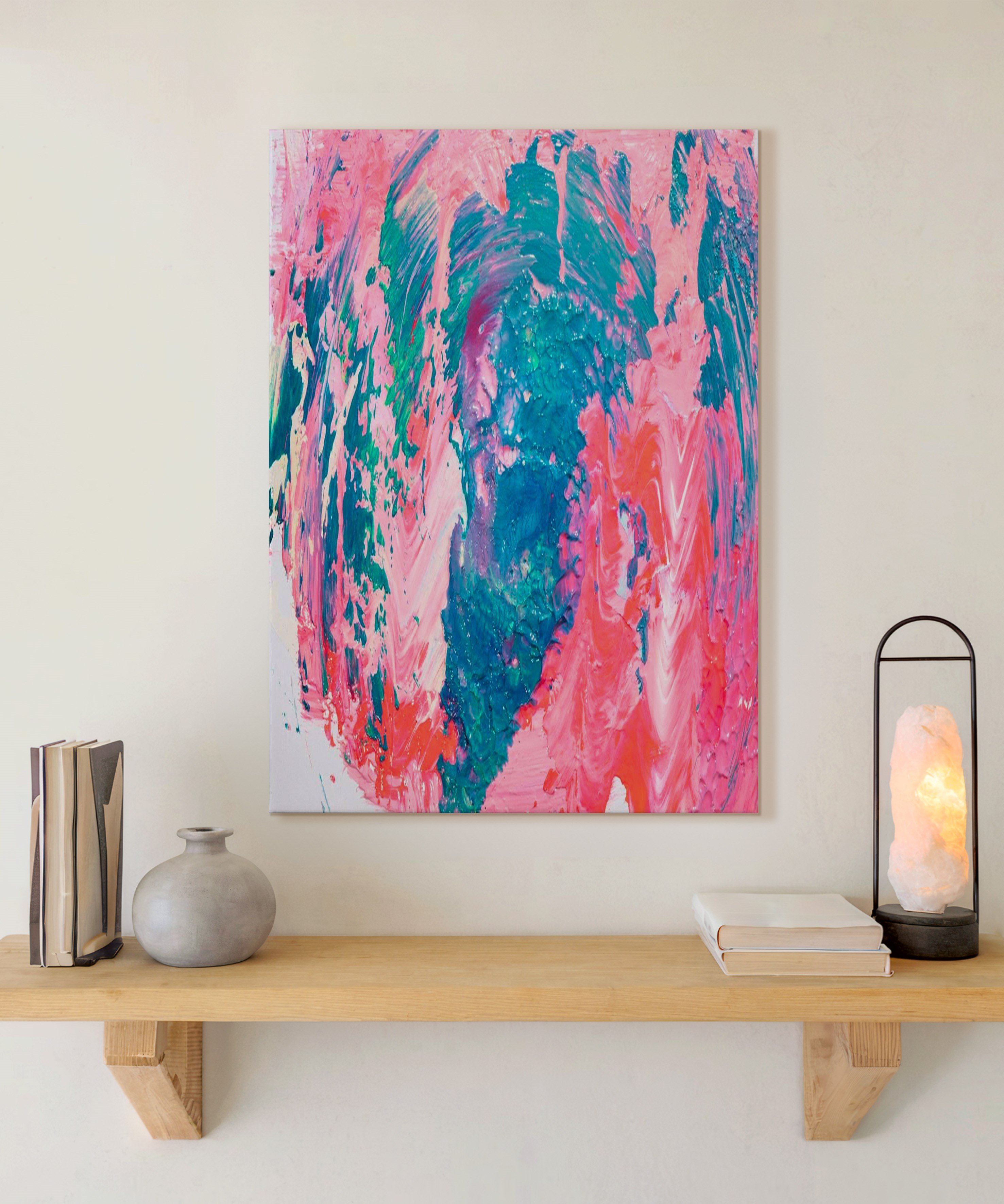 Pembe Mavi | Yağlıboya dokulu canvas baskı
