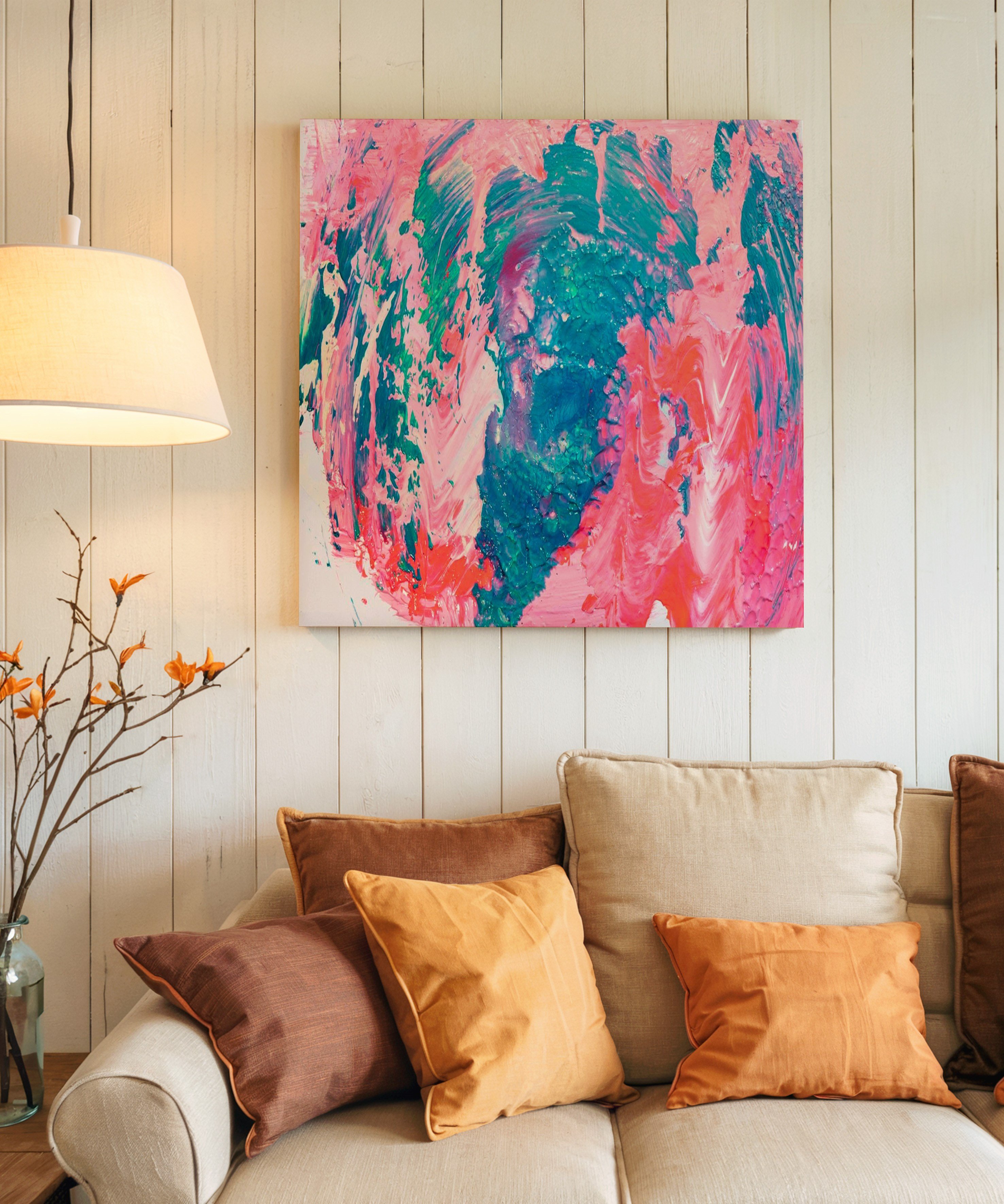 Pembe Mavi | Yağlıboya dokulu canvas baskı
