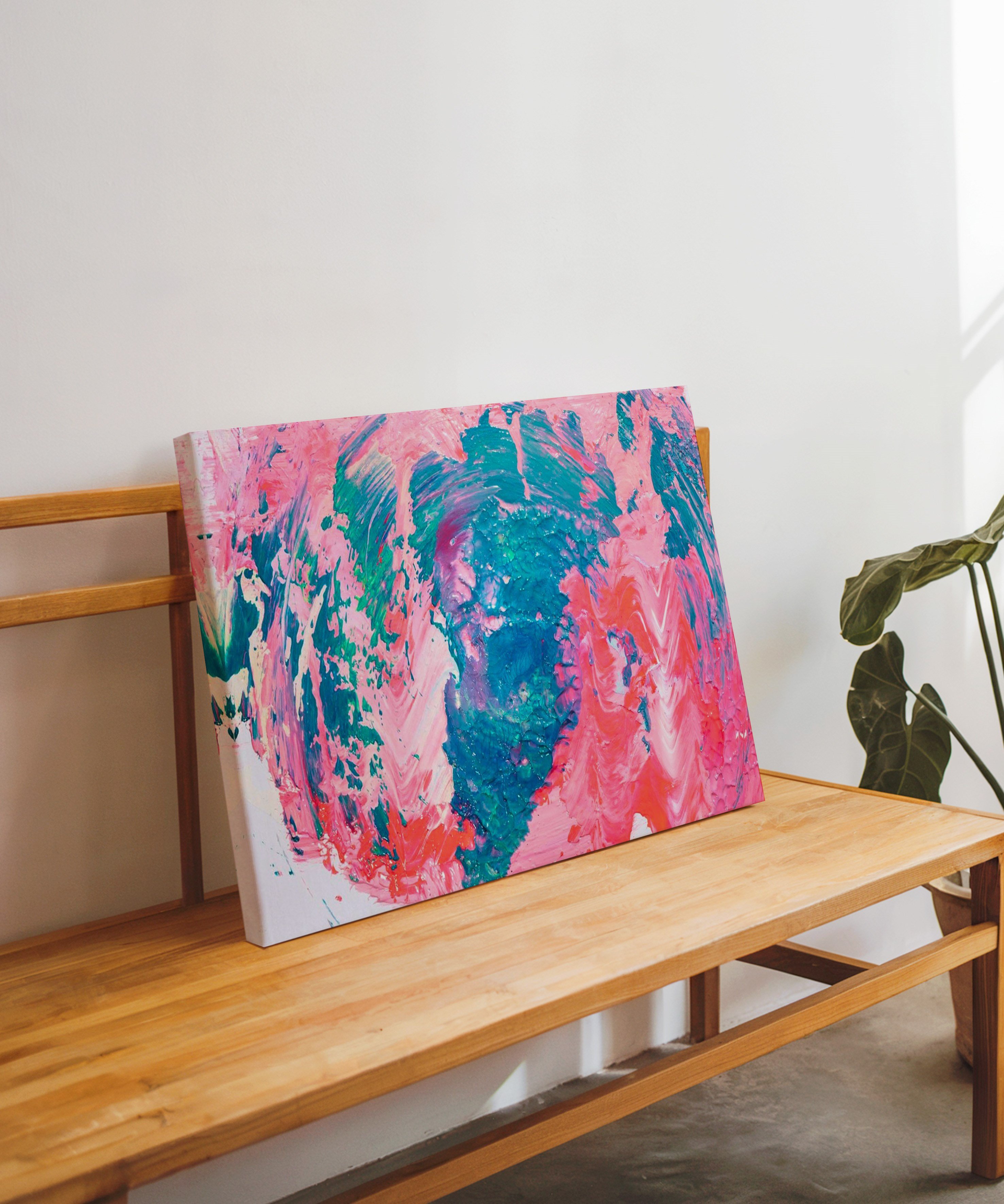 Pembe Mavi | Yağlıboya dokulu canvas baskı
