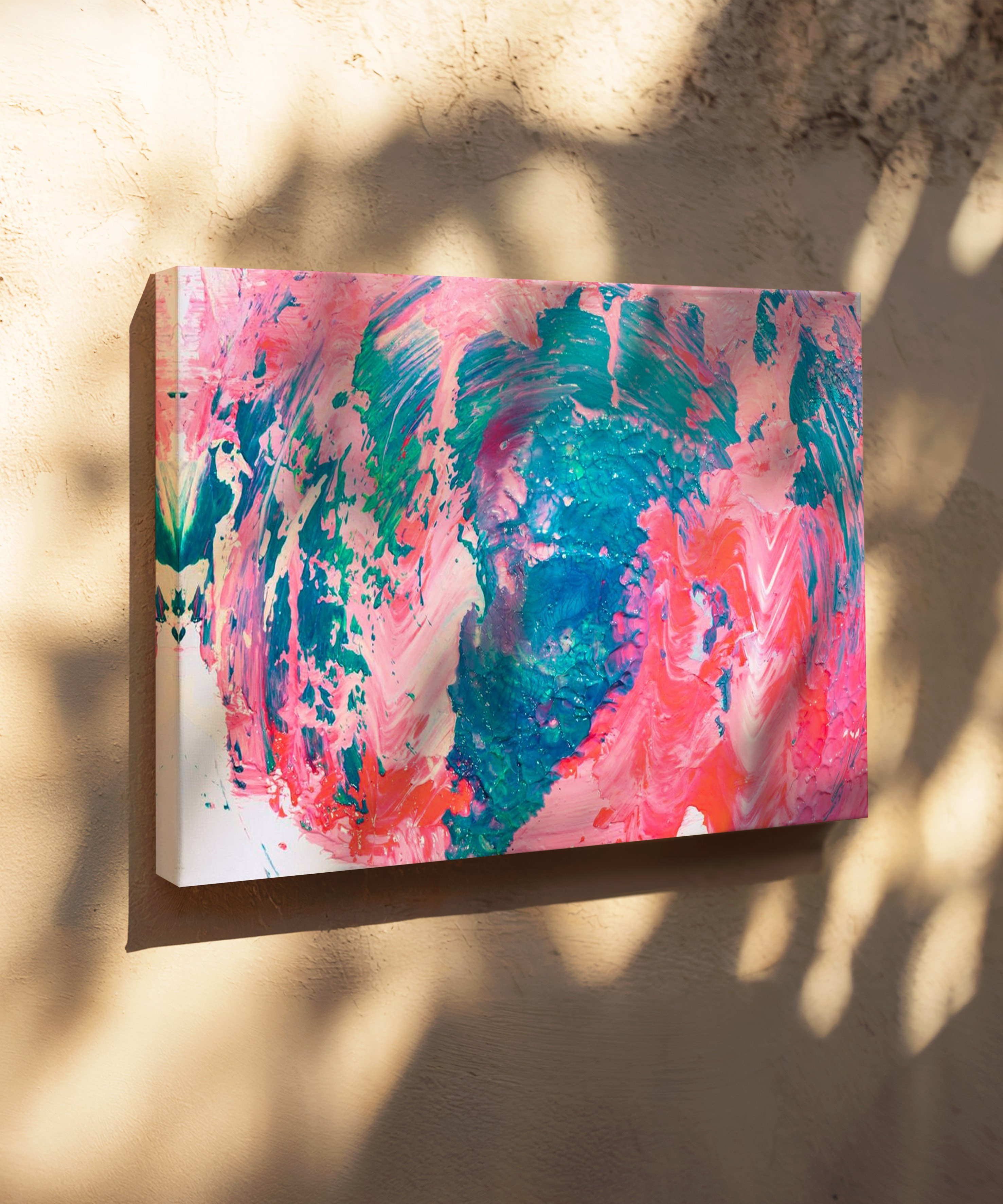 Pembe Mavi | Yağlıboya dokulu canvas baskı