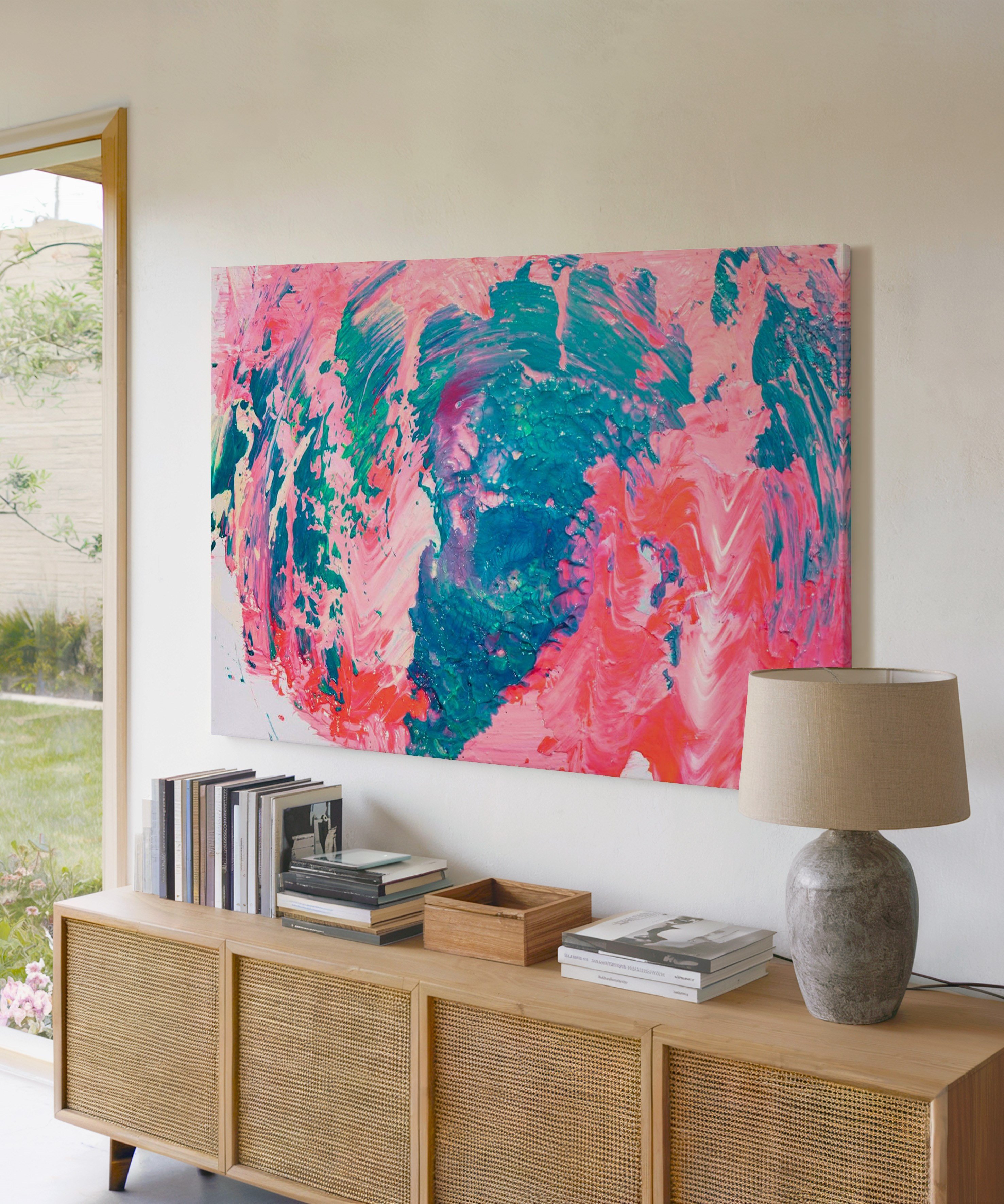 Pembe Mavi | Yağlıboya dokulu canvas baskı