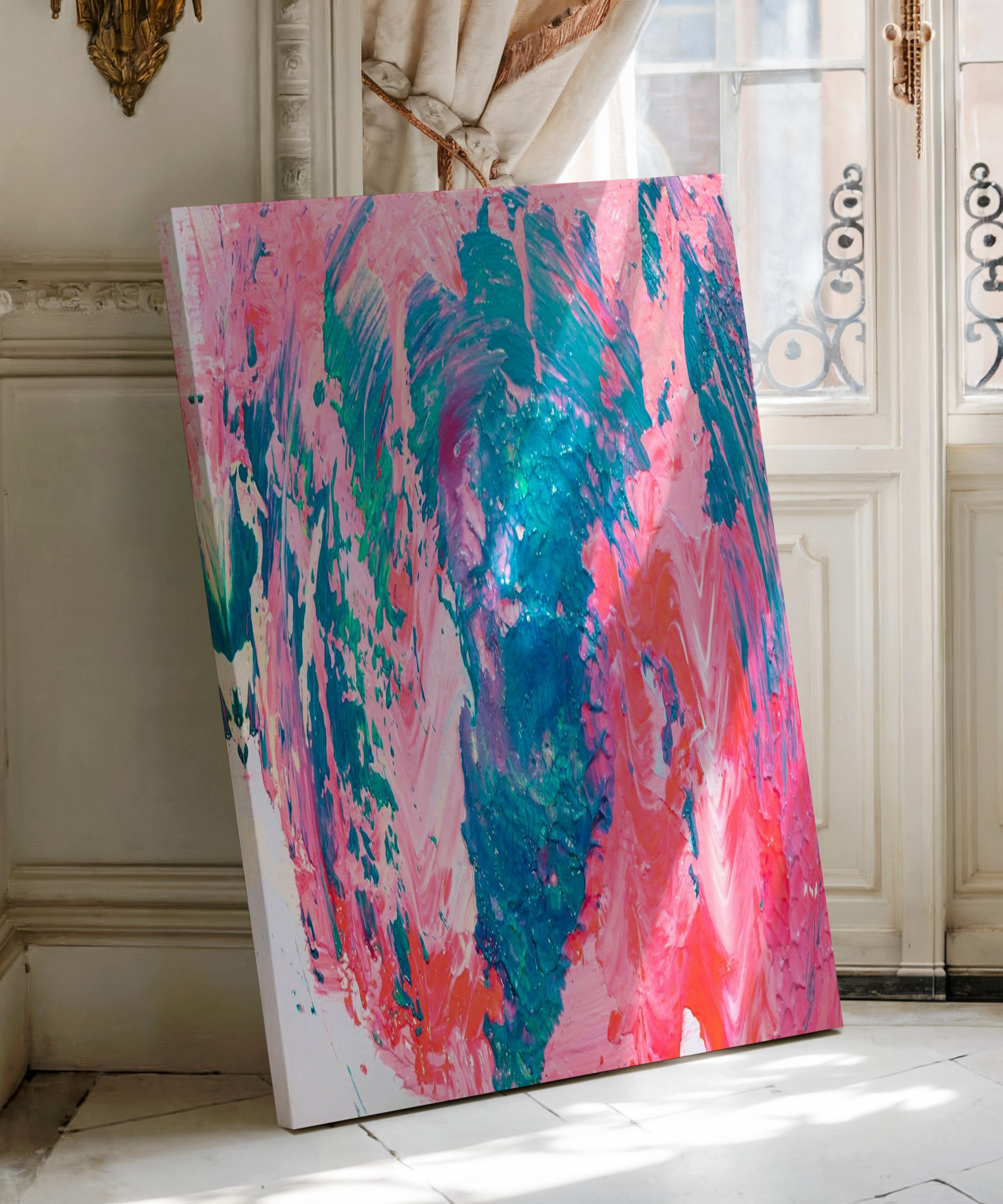 Pembe Mavi | Yağlıboya dokulu canvas baskı