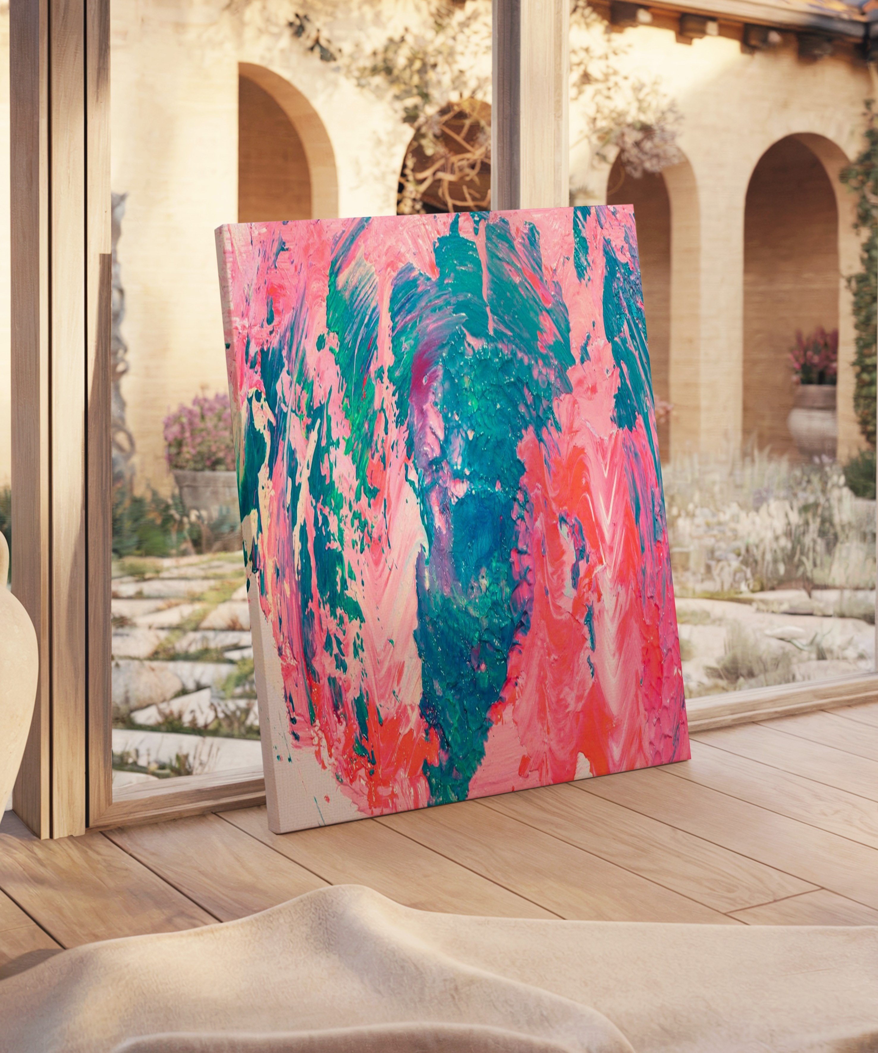 Pembe Mavi | Yağlıboya dokulu canvas baskı