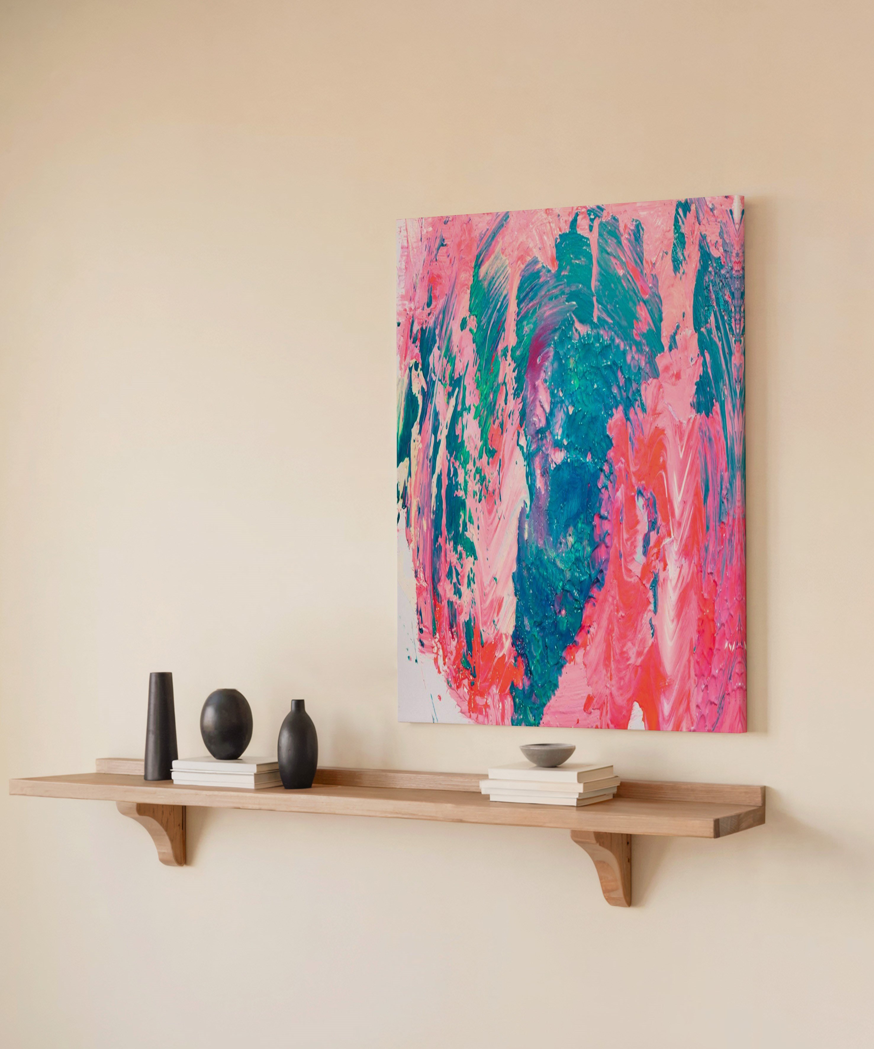 Pembe Mavi | Yağlıboya dokulu canvas baskı