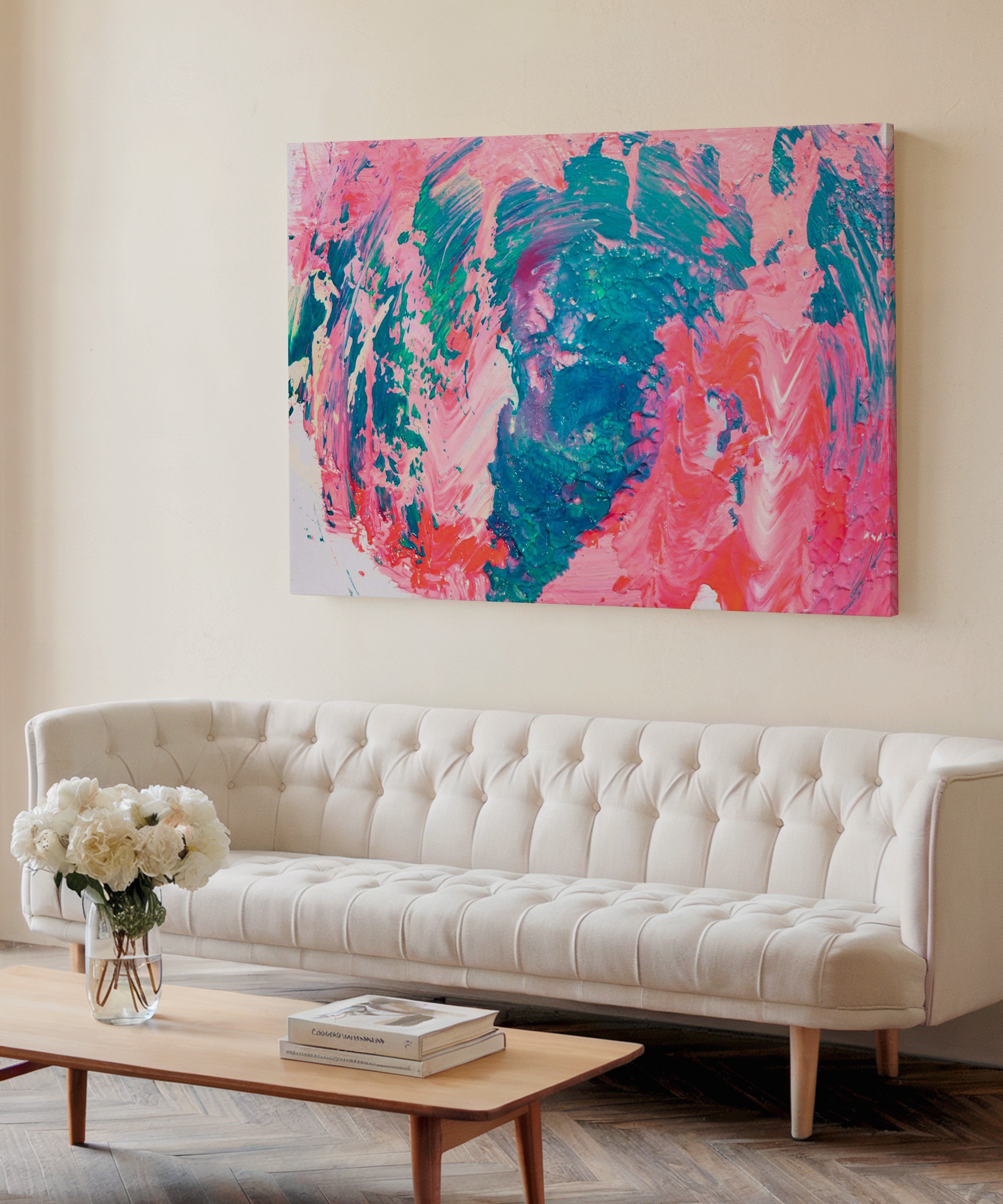 Pembe Mavi | Yağlıboya dokulu canvas baskı