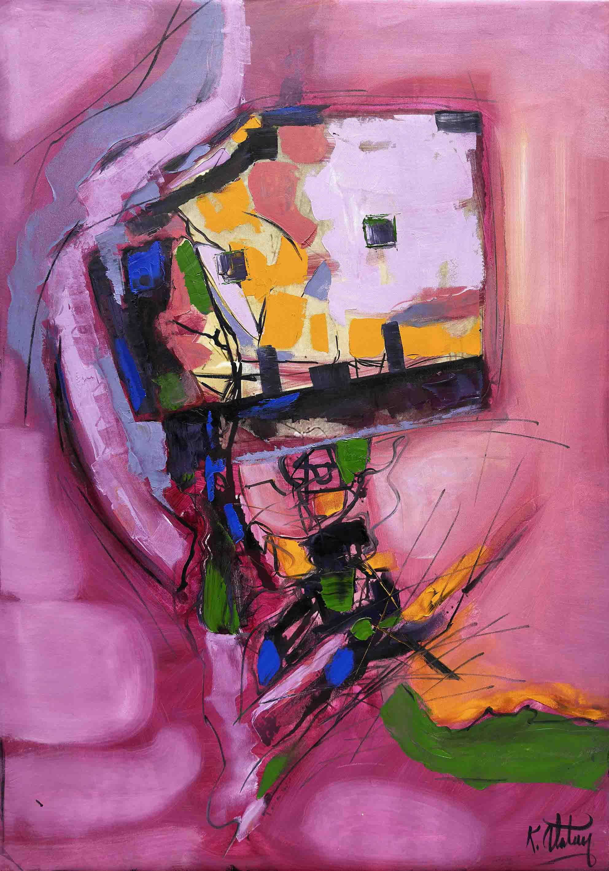 Pembe Soyut | Yağlı Boya Tablo