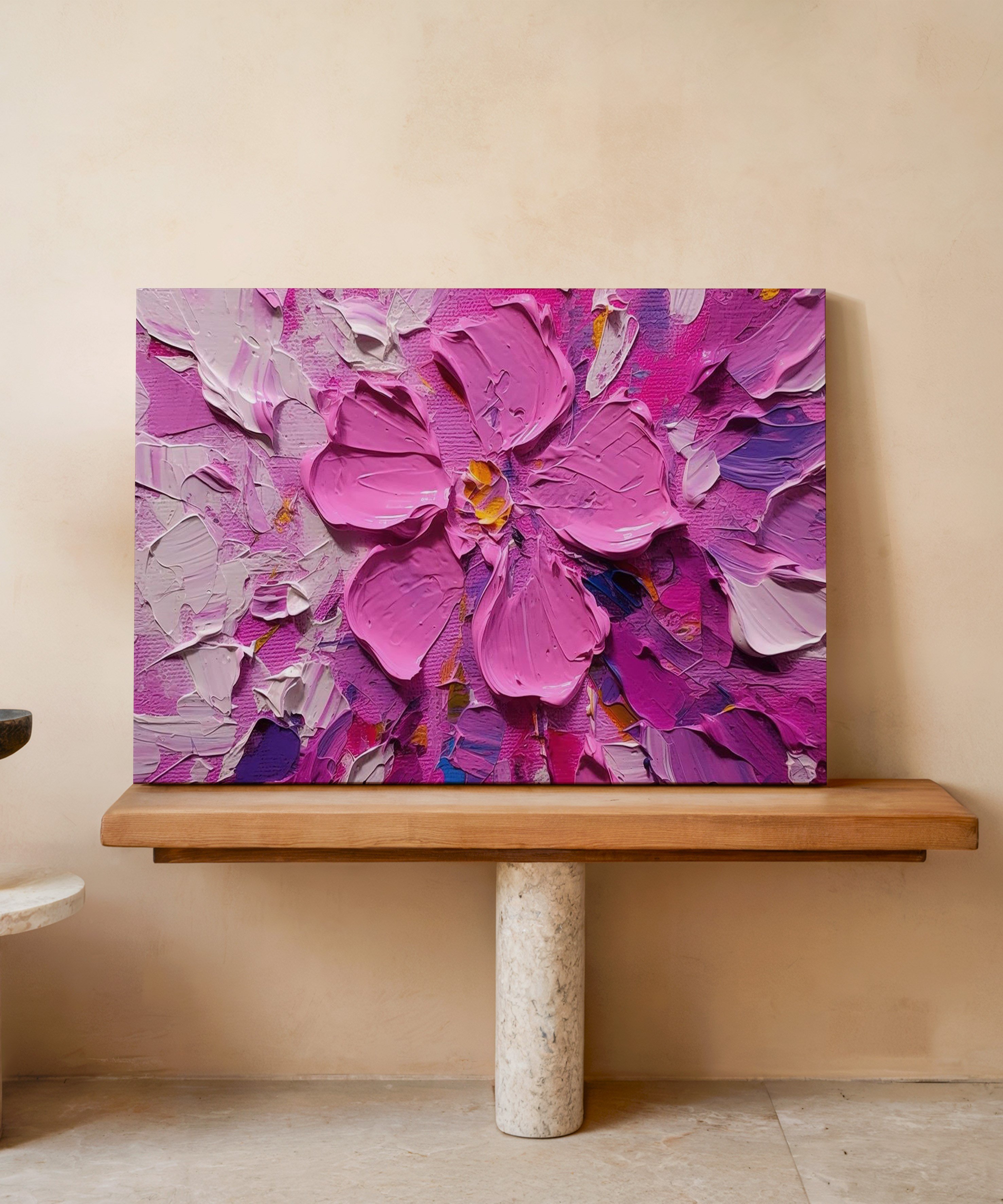 Pembe Zarafet | Yağlı Boya Dokulu Canvas Baskı