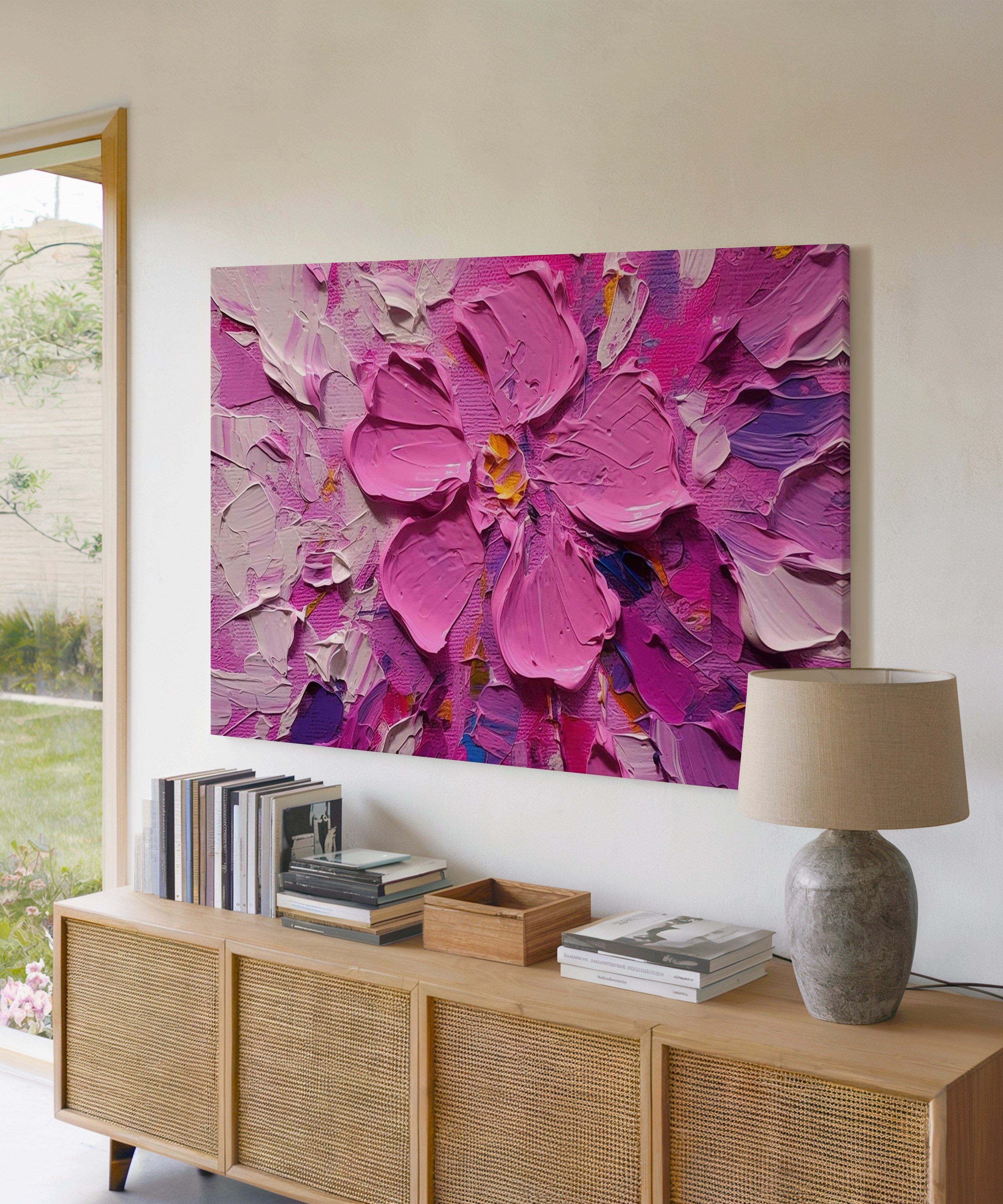 Pembe Zarafet | Yağlı Boya Dokulu Canvas Baskı