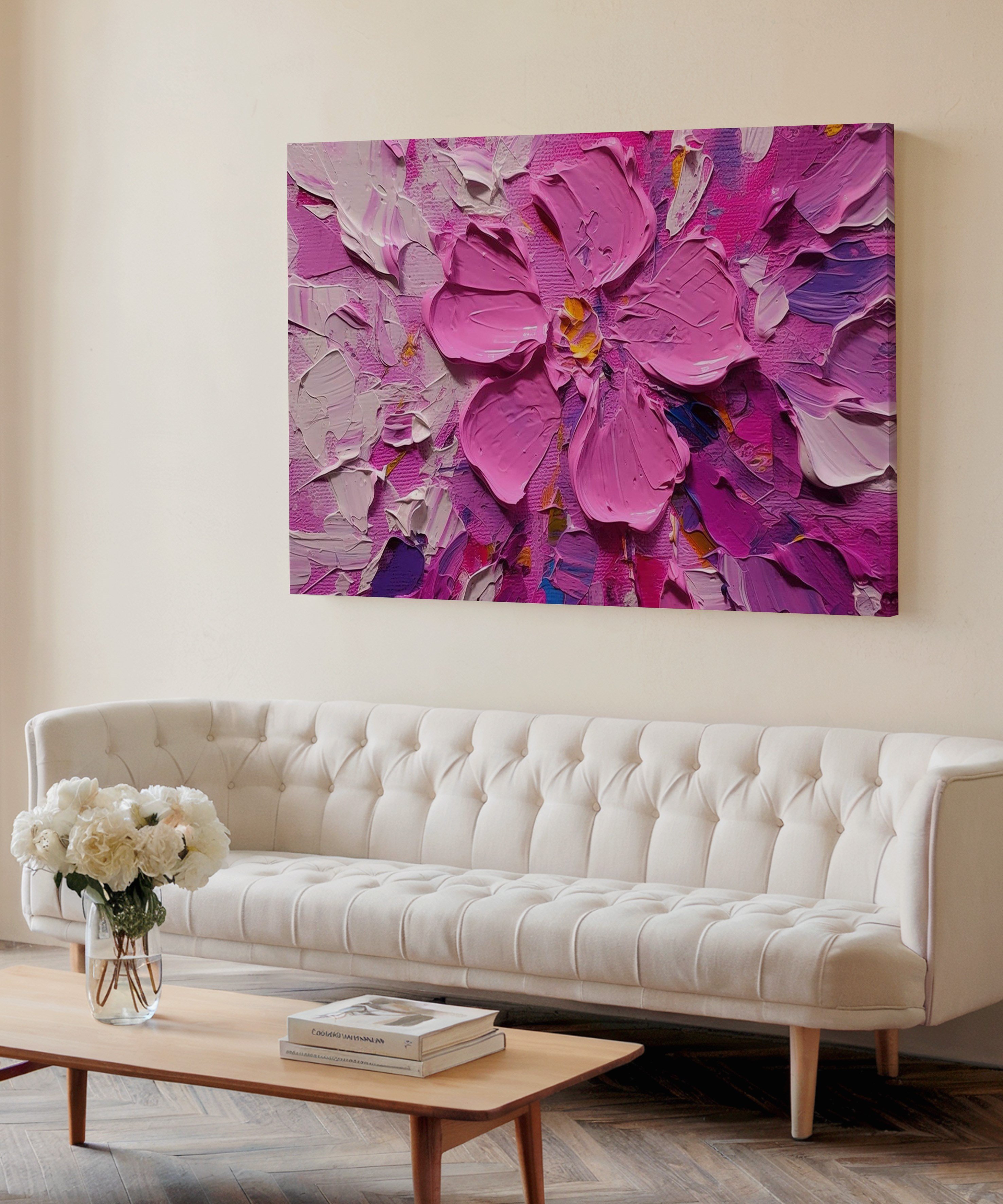 Pembe Zarafet | Yağlı Boya Dokulu Canvas Baskı
