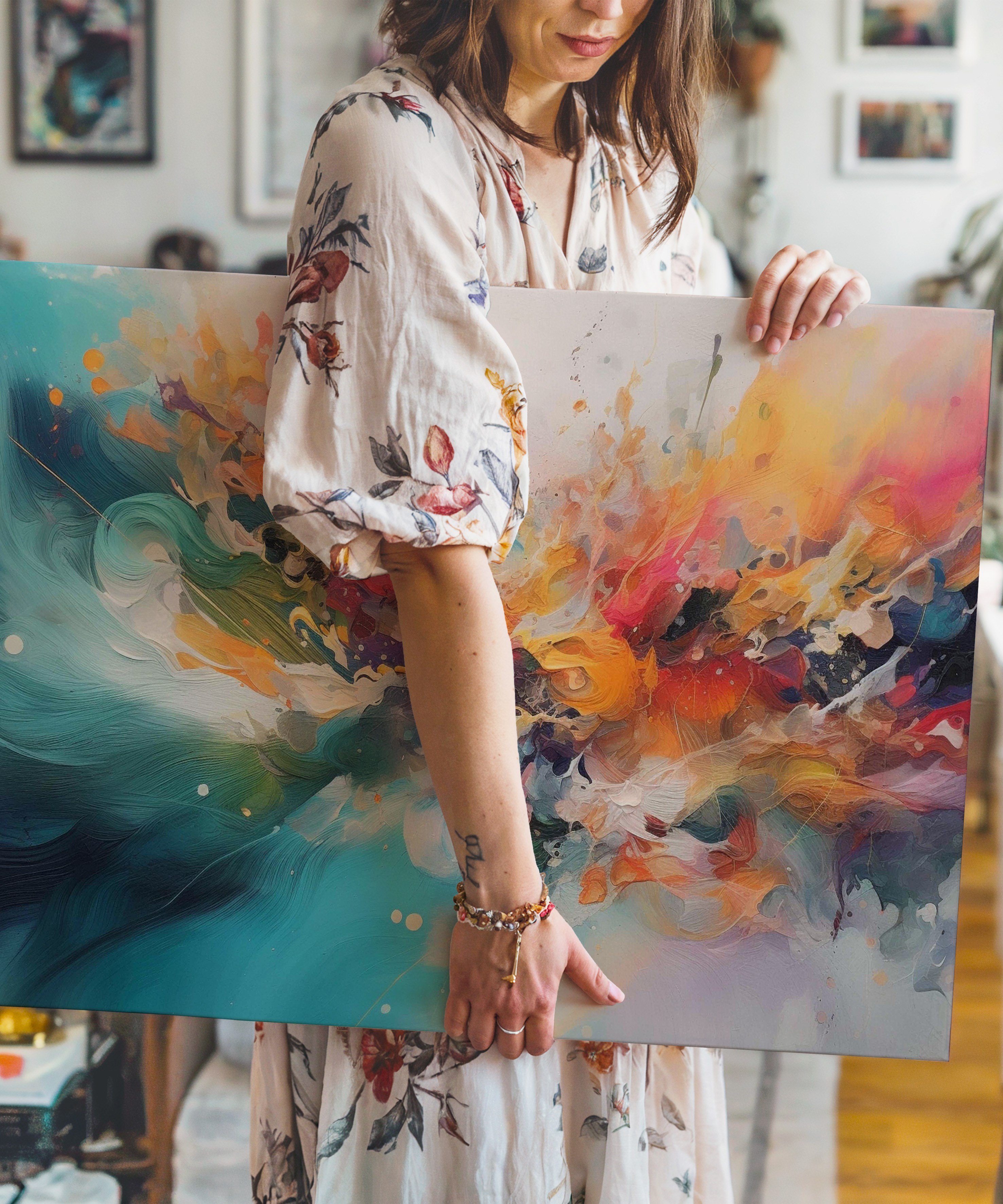 Pigment Fırtınası | Yağlı Boya Dokulu Canvas Baskı