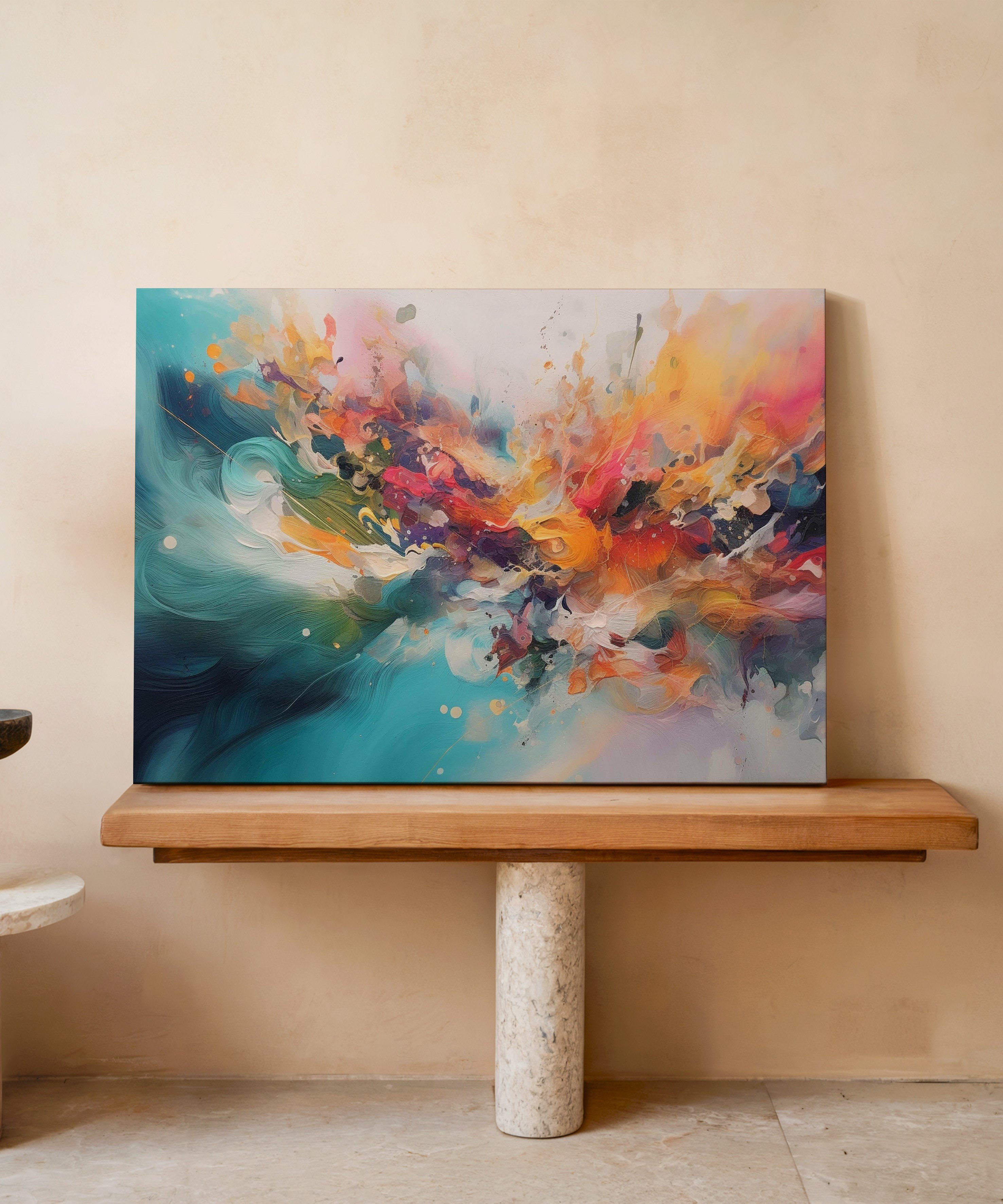 Pigment Fırtınası | Yağlı Boya Dokulu Canvas Baskı