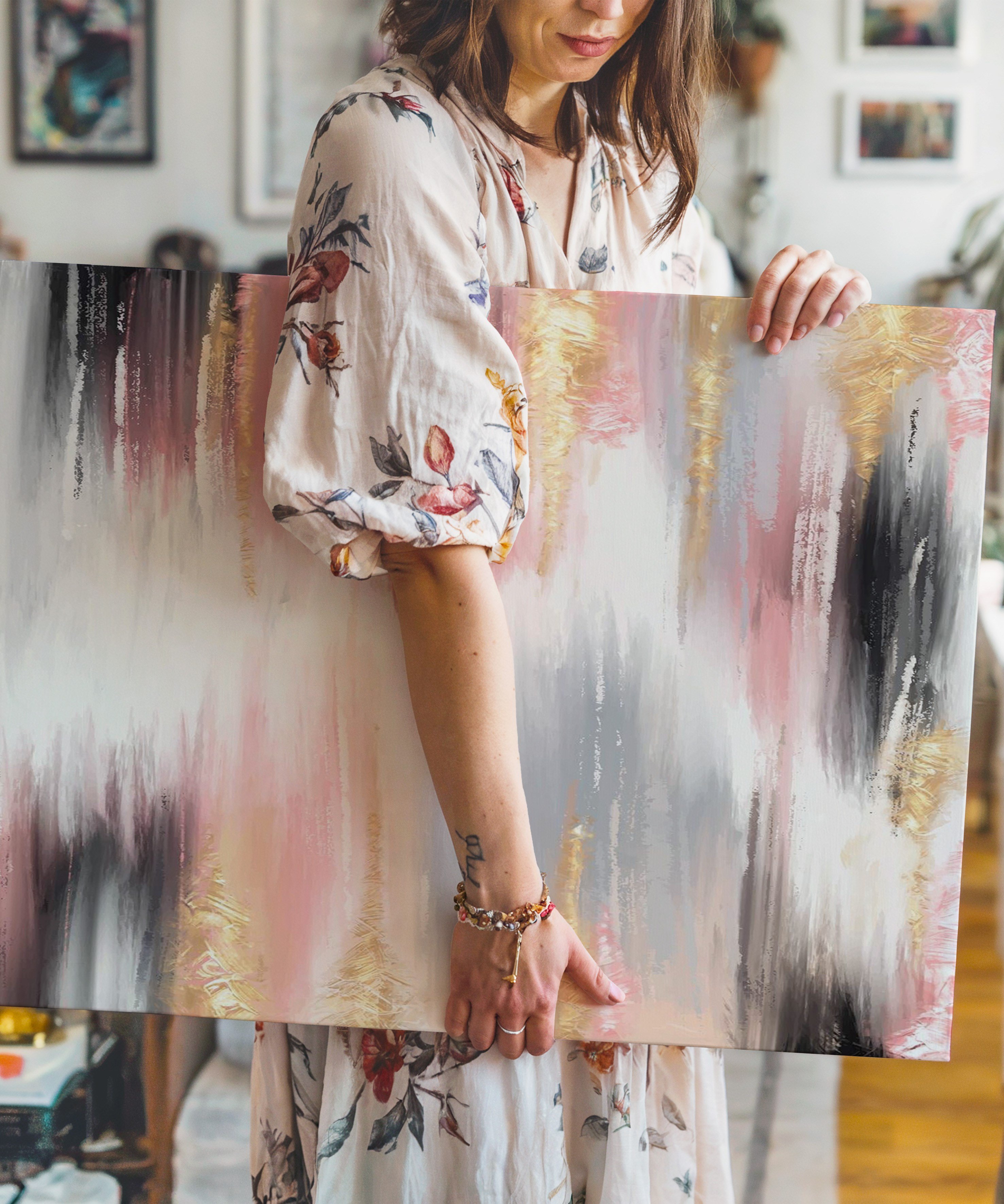 Pudra Düşler | Yağlı Boya Dokulu Canvas Baskı