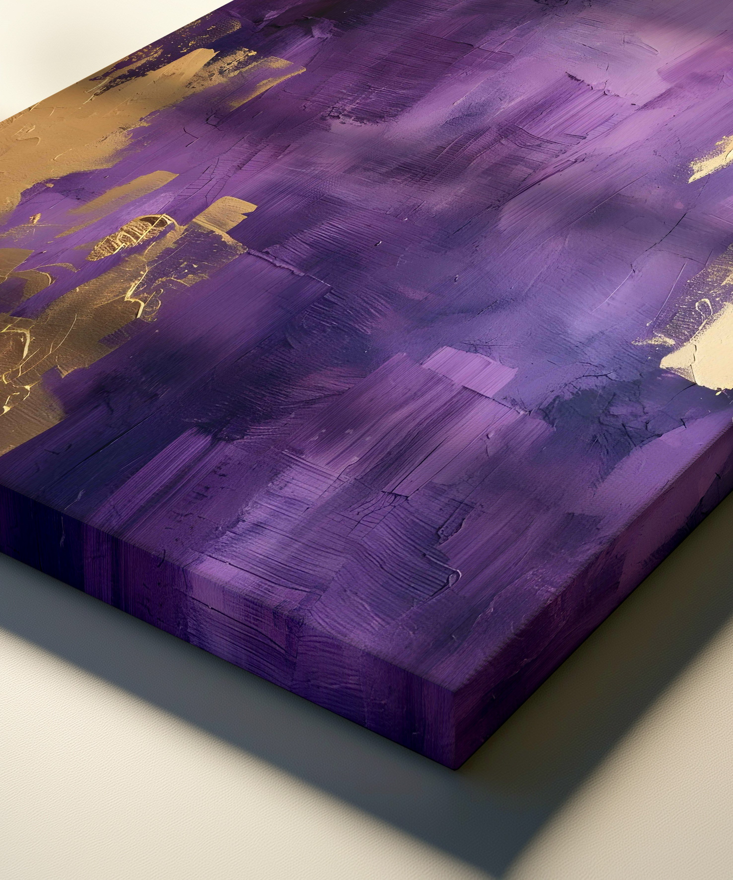 Purple and Gold Abstract | Yağlıboya dokulu canvas baskı