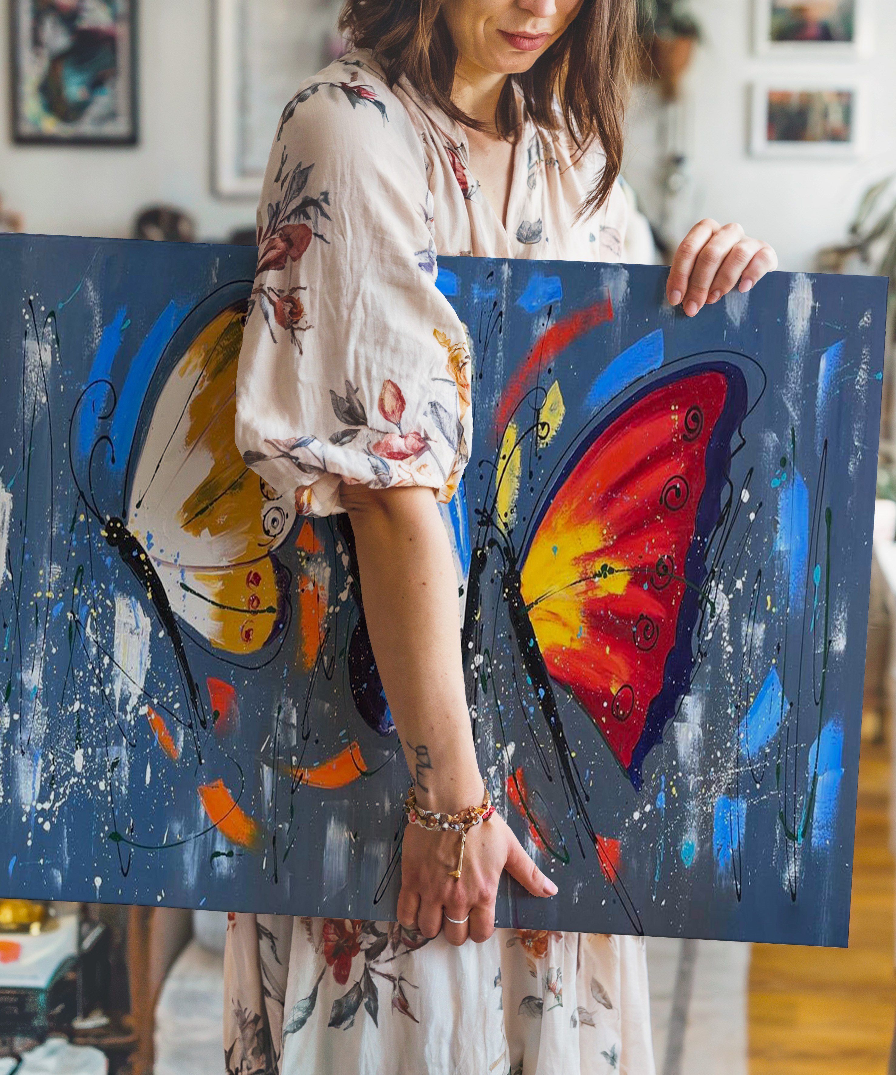 Renk Kanatları  | Yağlı Boya Dokulu Canvas Baskı