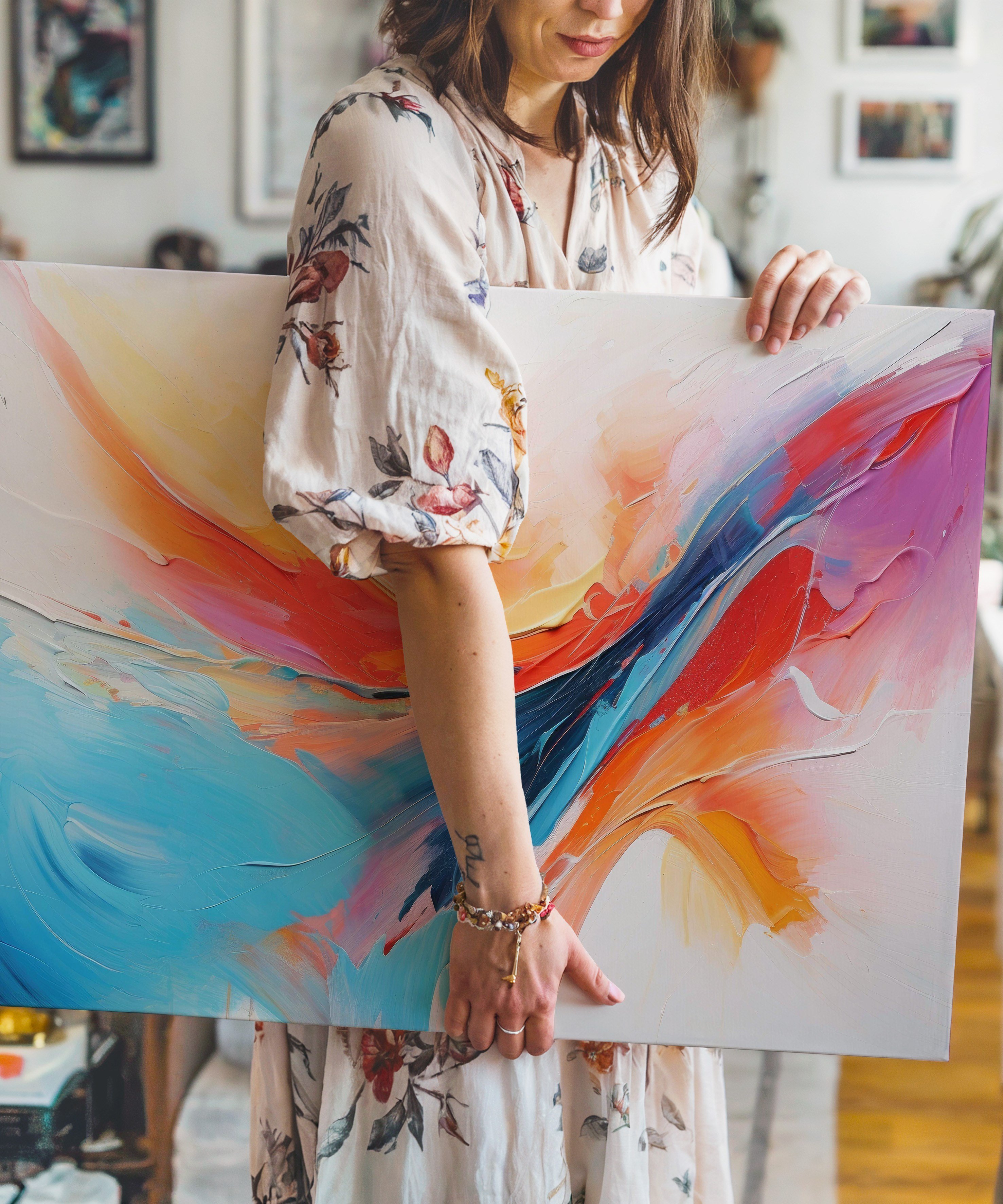 Renklerin Akışı | Yağlı Boya Dokulu Canvas Baskı
