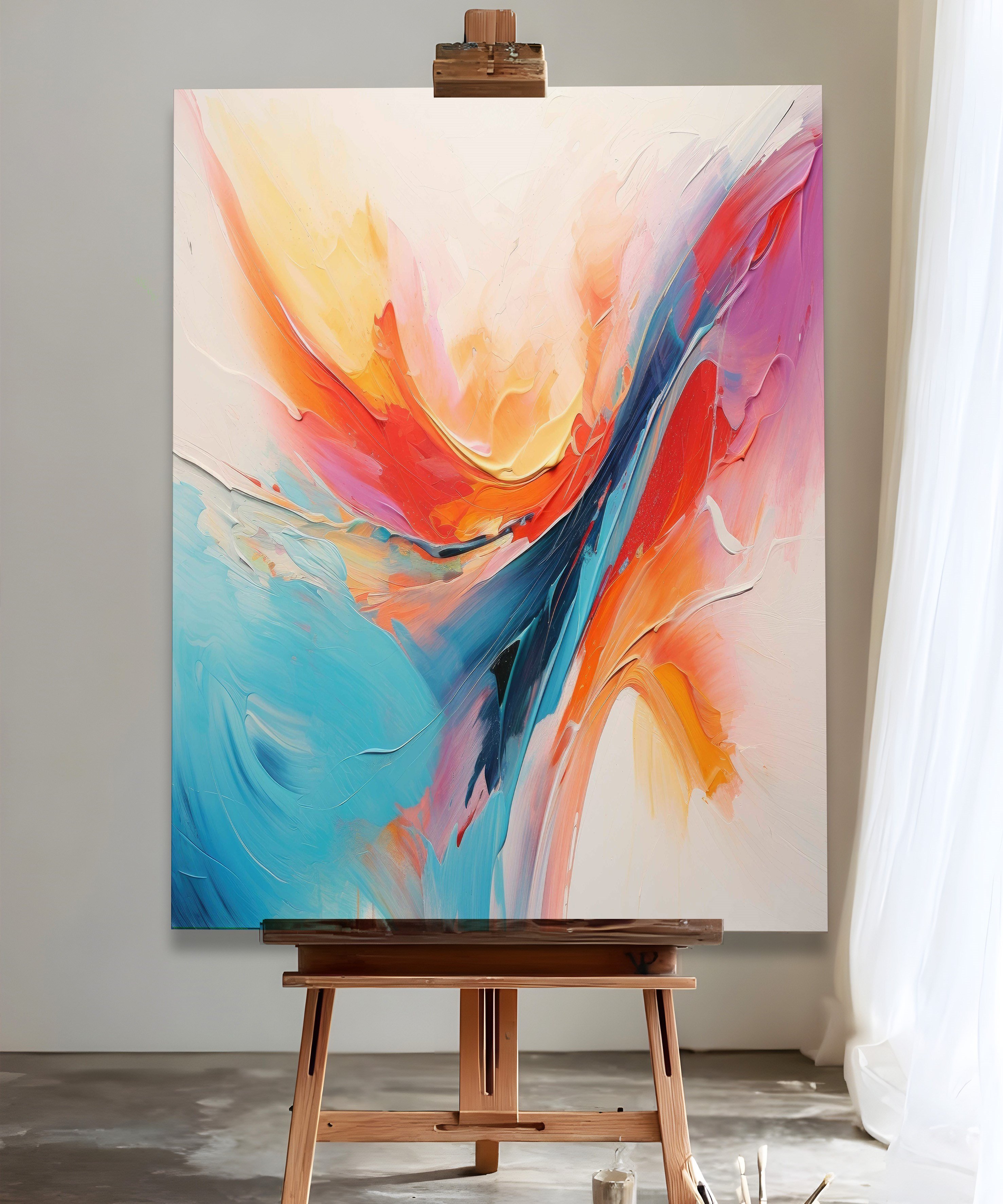 Renklerin Akışı | Yağlı Boya Dokulu Canvas Baskı