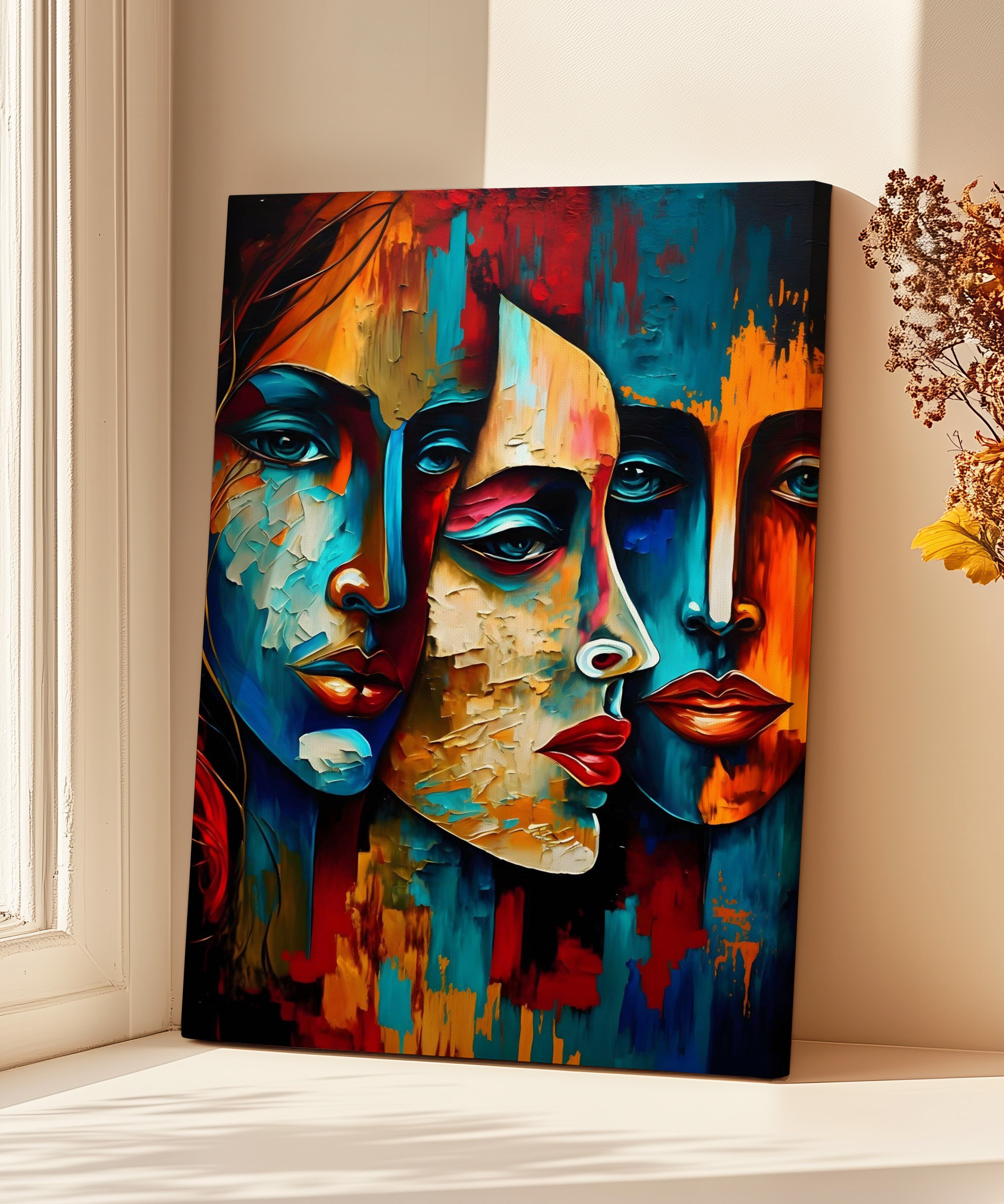 Renklerin Ardındaki Kadınlar | Yağlı Boya Dokulu Canvas Baskı
