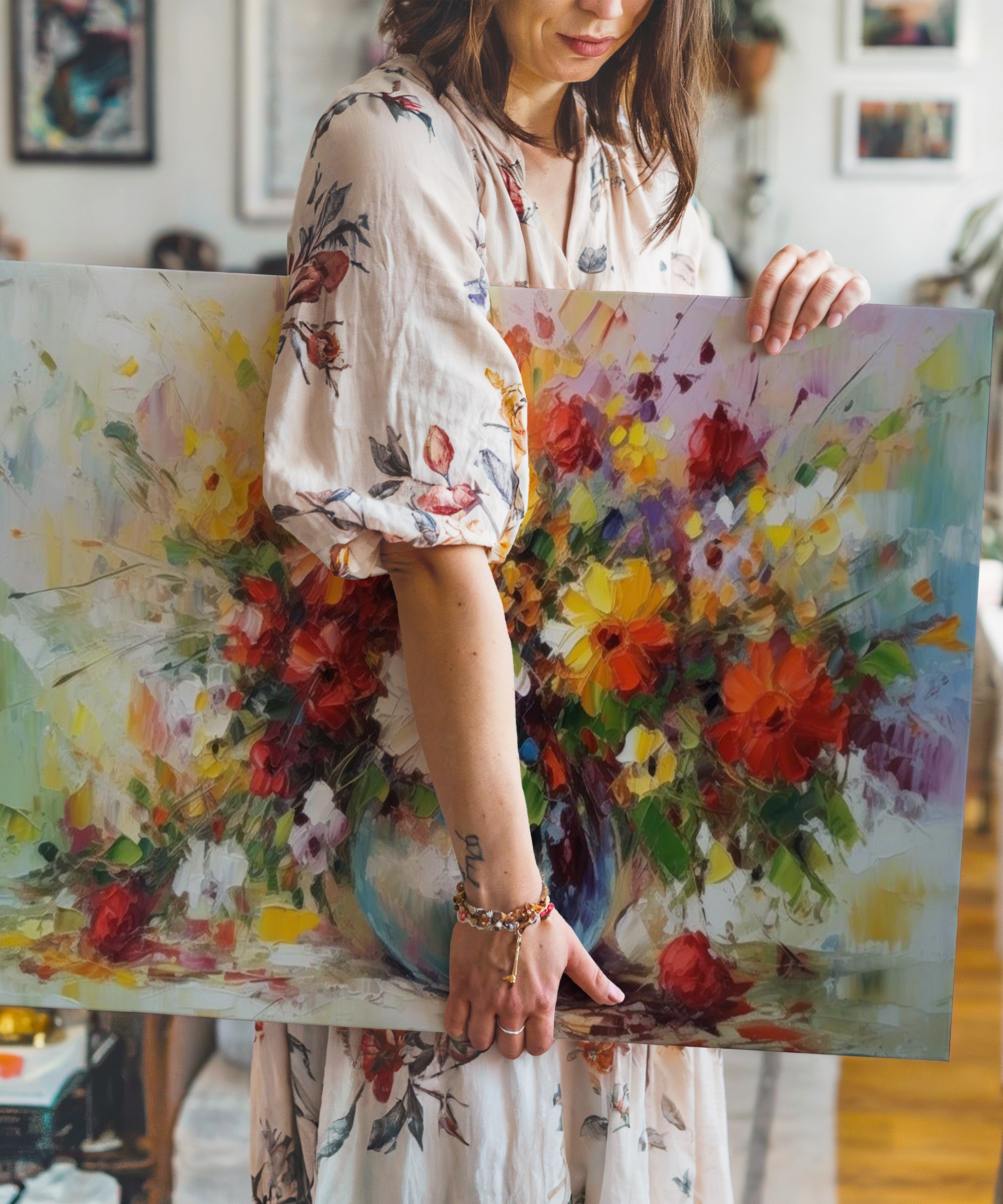 Renklerin Bereketi | Yağlı Boya Dokulu Canvas Baskı