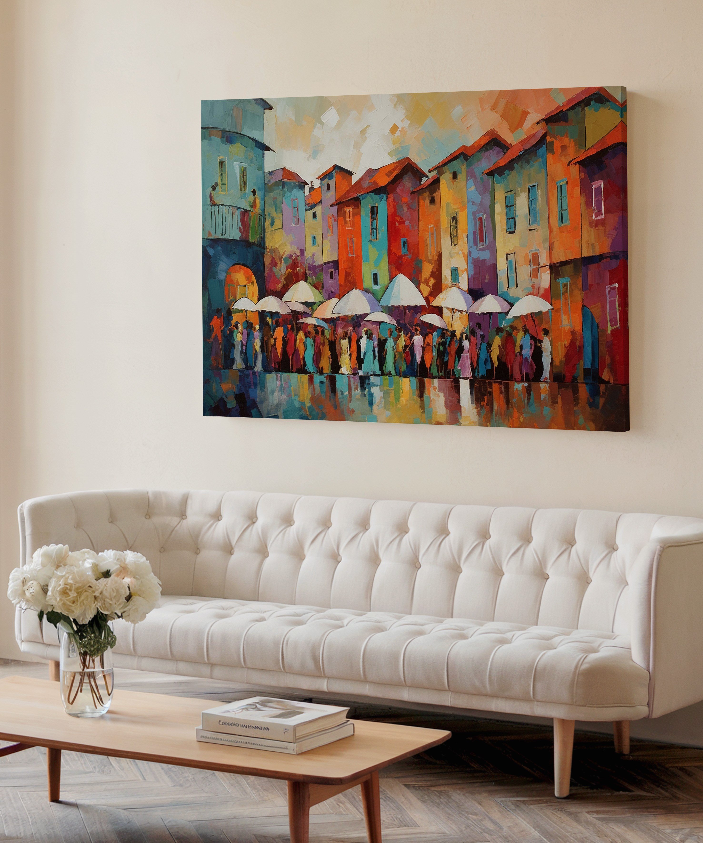 Renklerin Buluştuğu Meydan | Yağlı Boya Dokulu Canvas Baskı