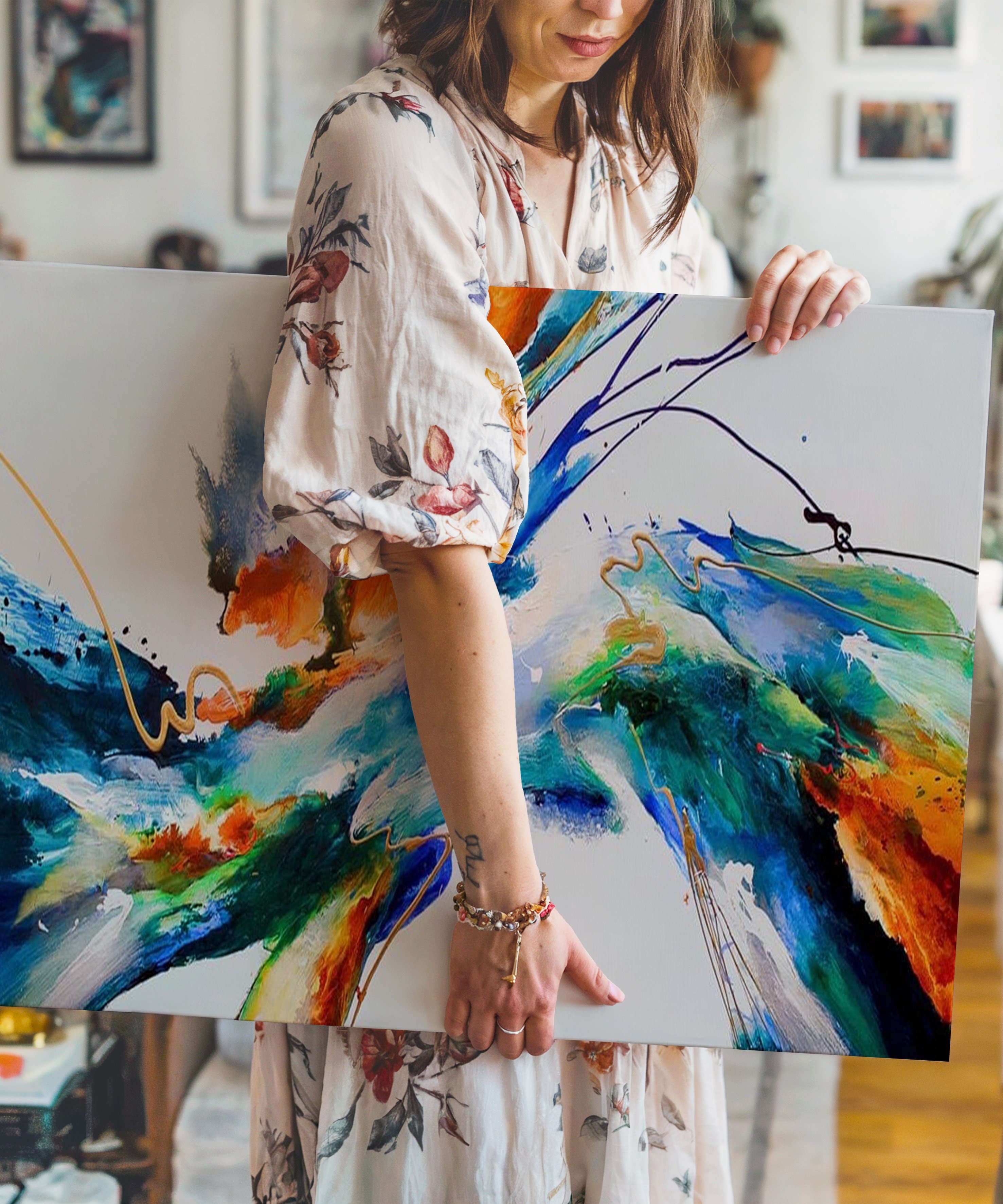 Renklerin Dansı | Yağlı Boya Dokulu Canvas Baskı