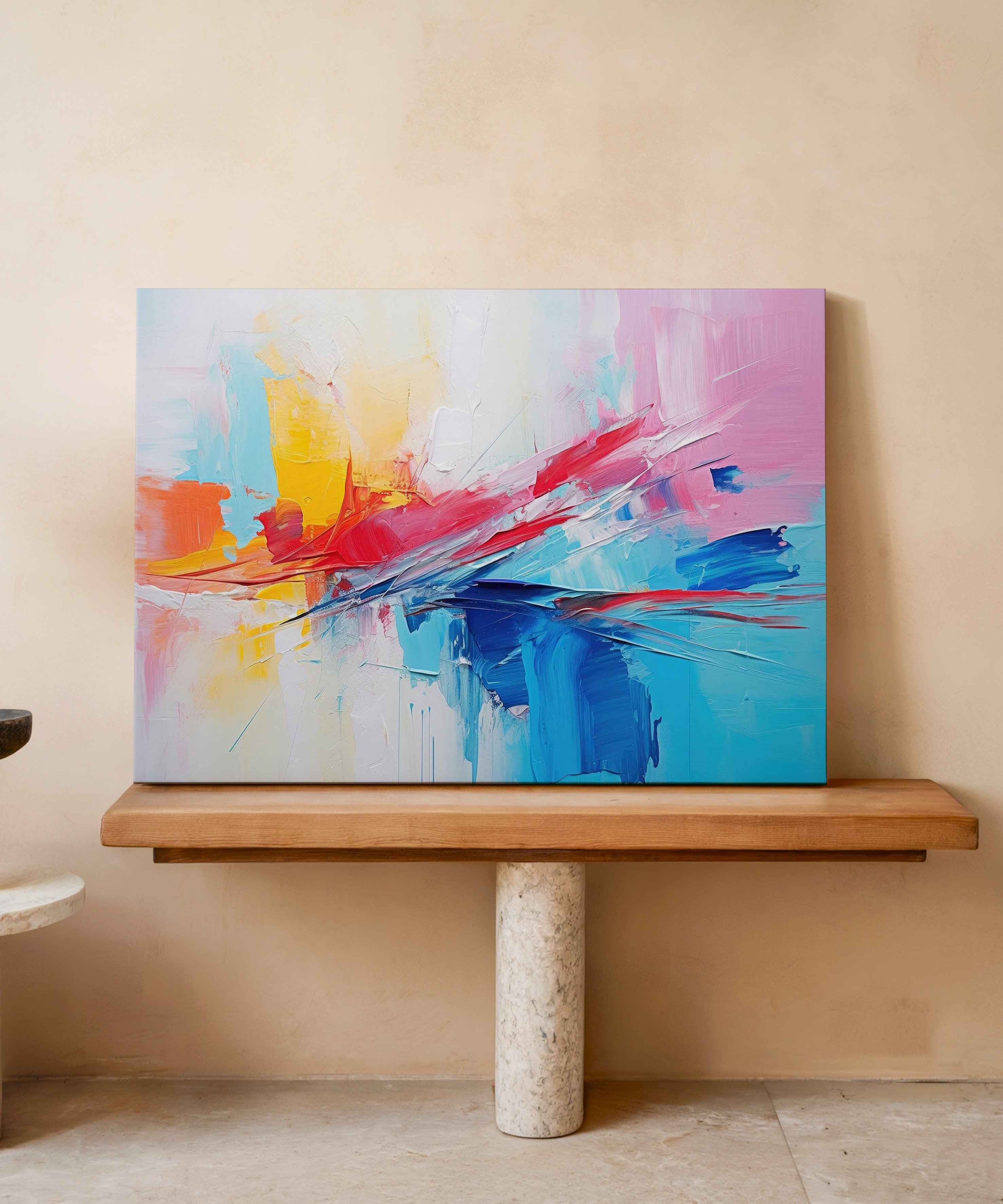Renklerin Kesişimi | Yağlı Boya Dokulu Canvas Baskı