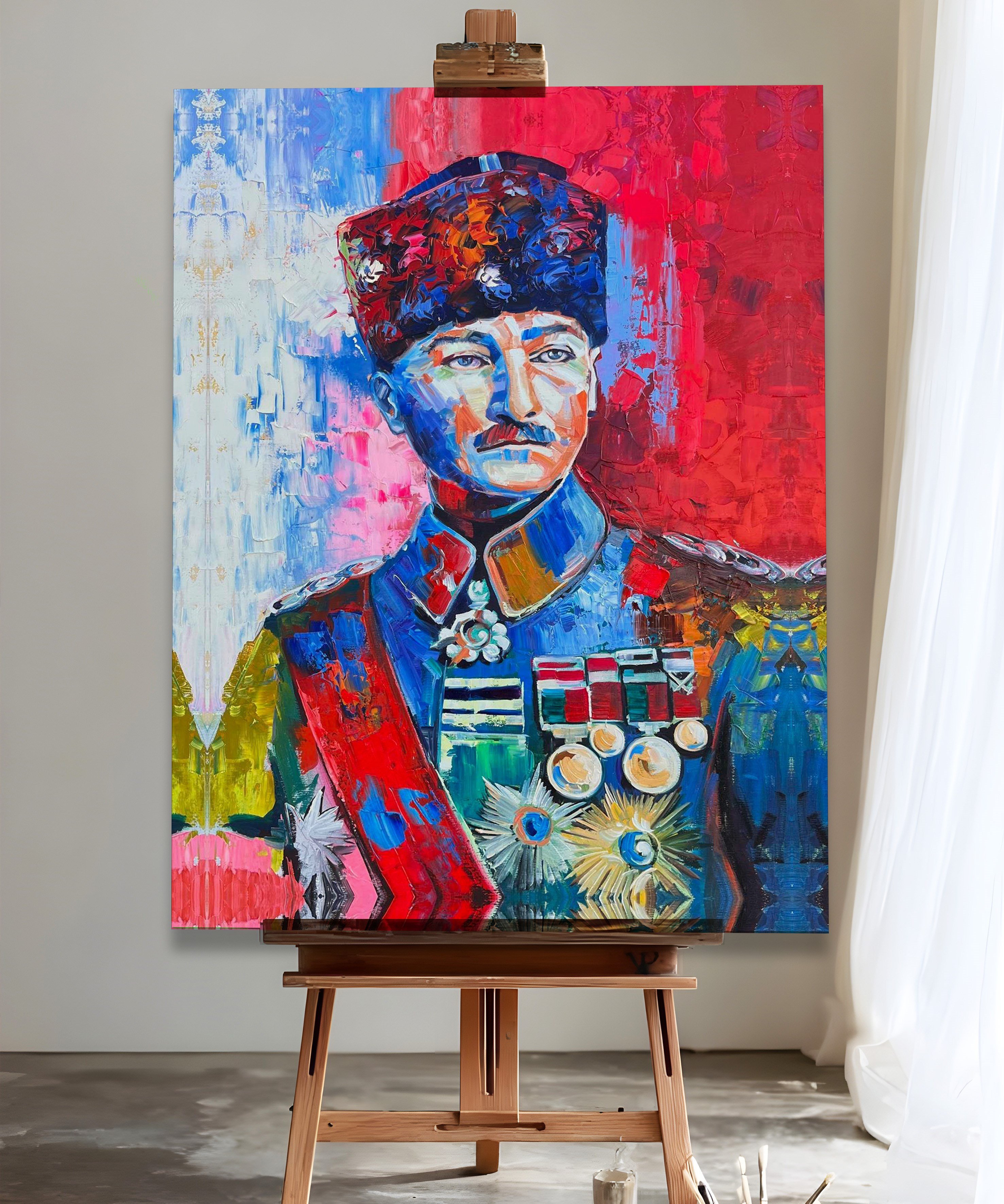 Renklerle Atatürk | Yağlı Boya Dokulu Canvas Baskı