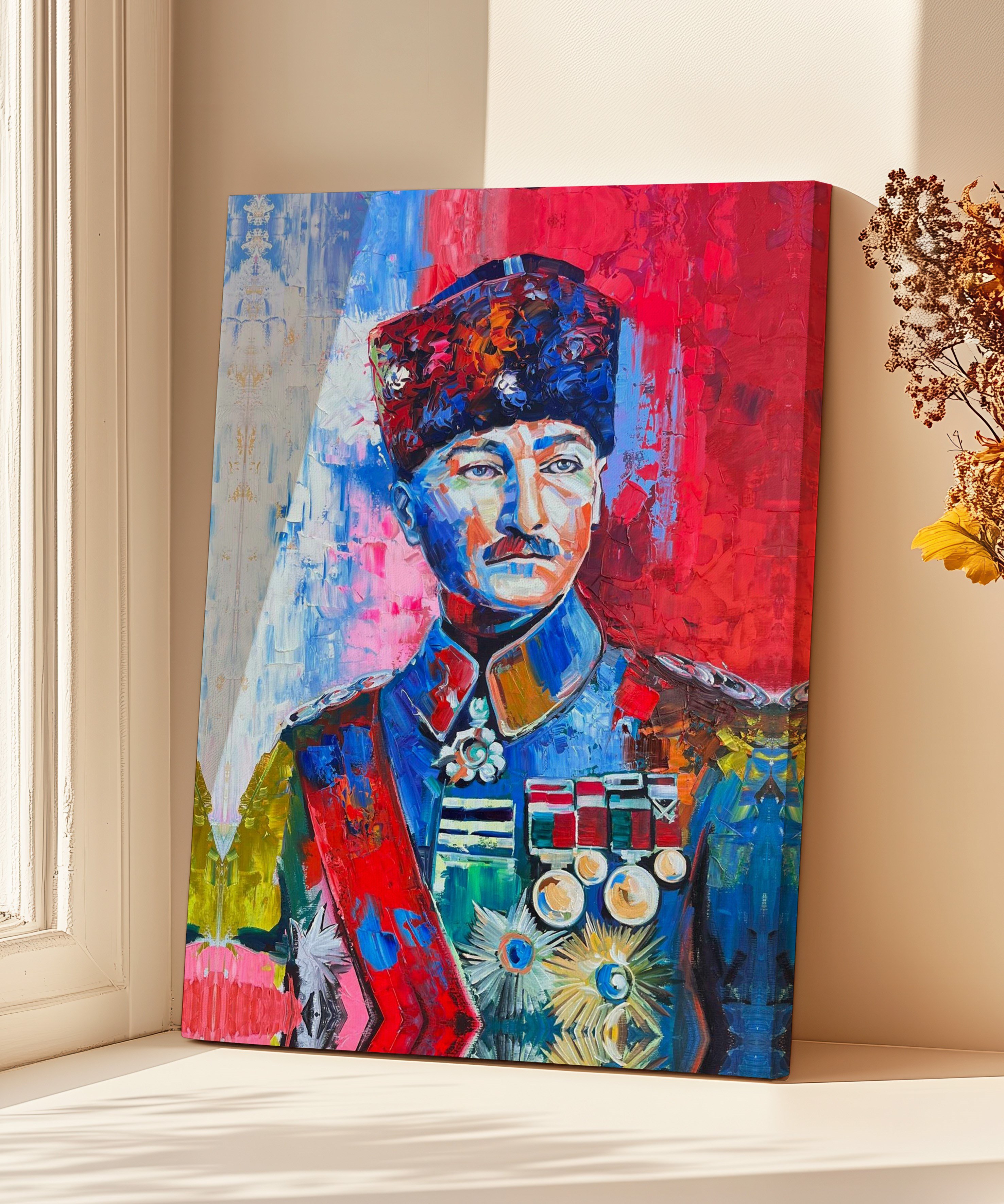 Renklerle Atatürk | Yağlı Boya Dokulu Canvas Baskı