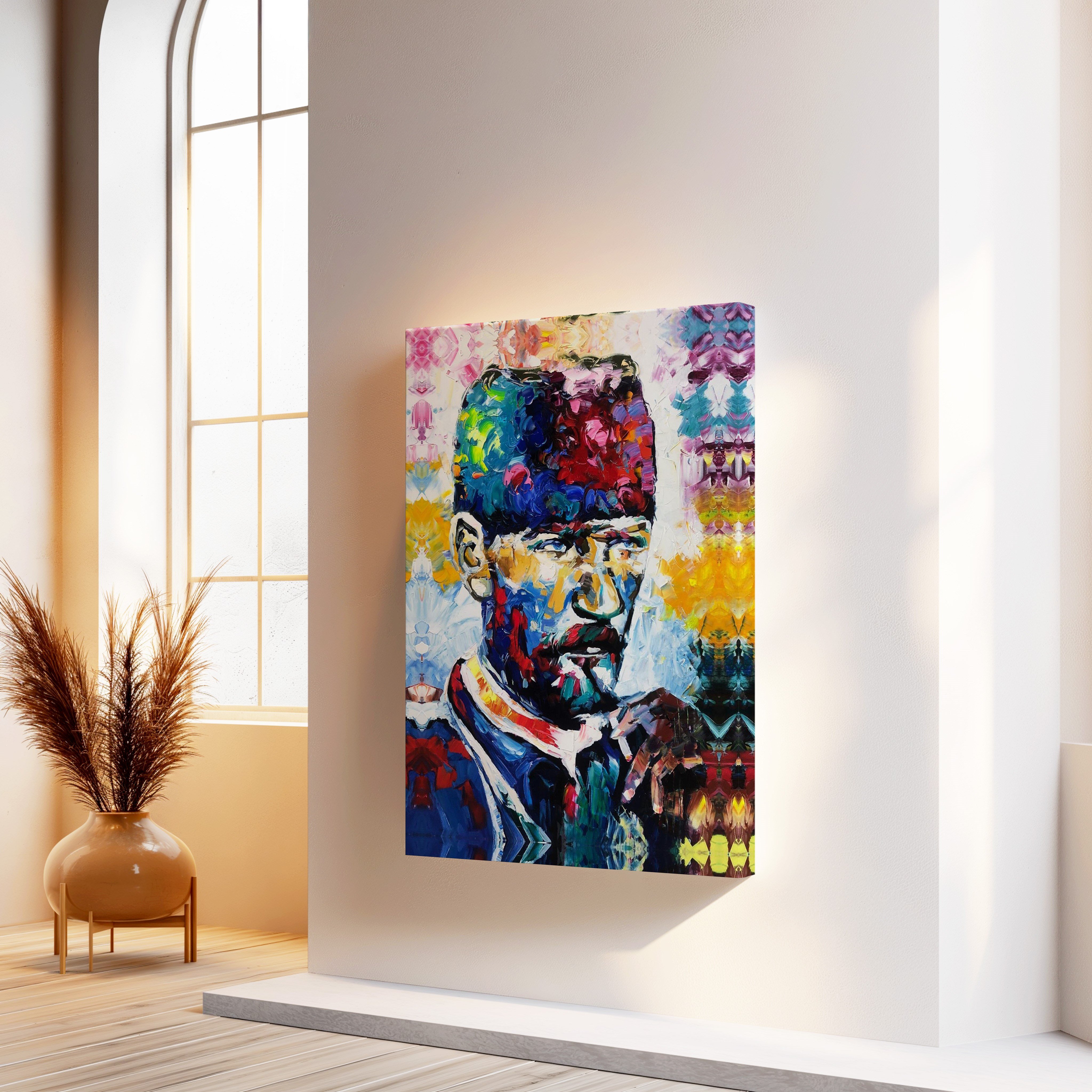 Renkli Atatürk | Yağlı Boya Dokulu Canvas Baskı