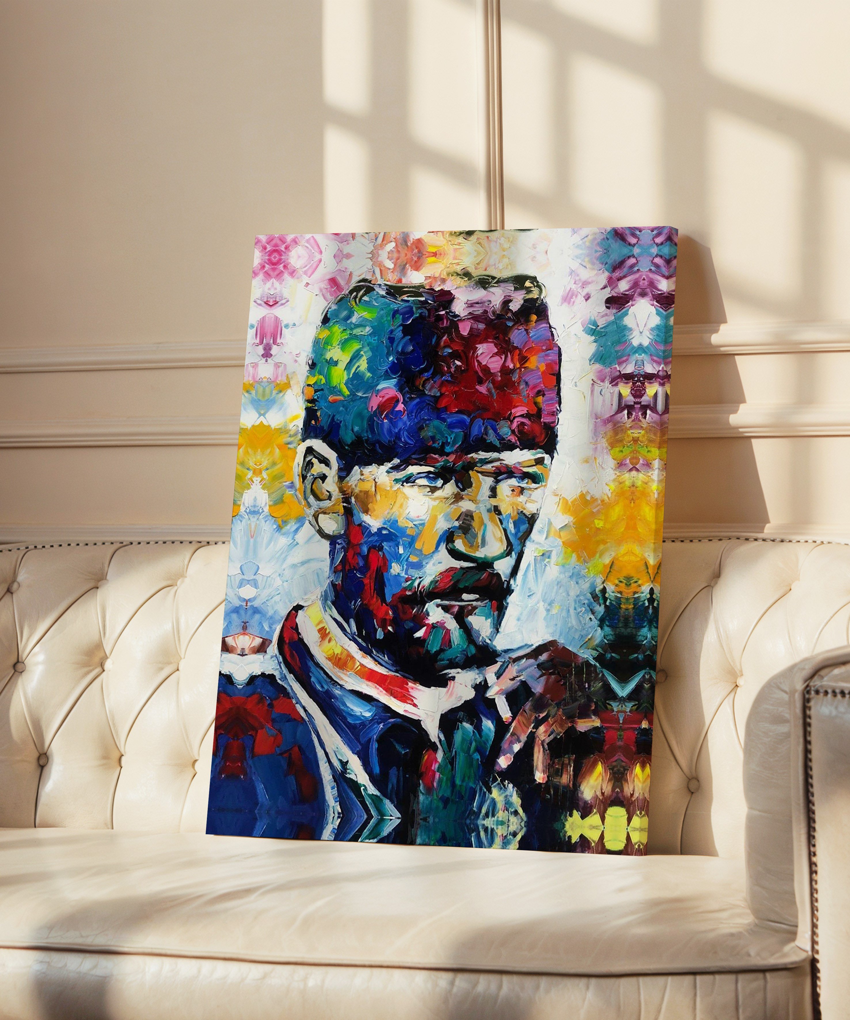 Renkli Atatürk | Yağlı Boya Dokulu Canvas Baskı