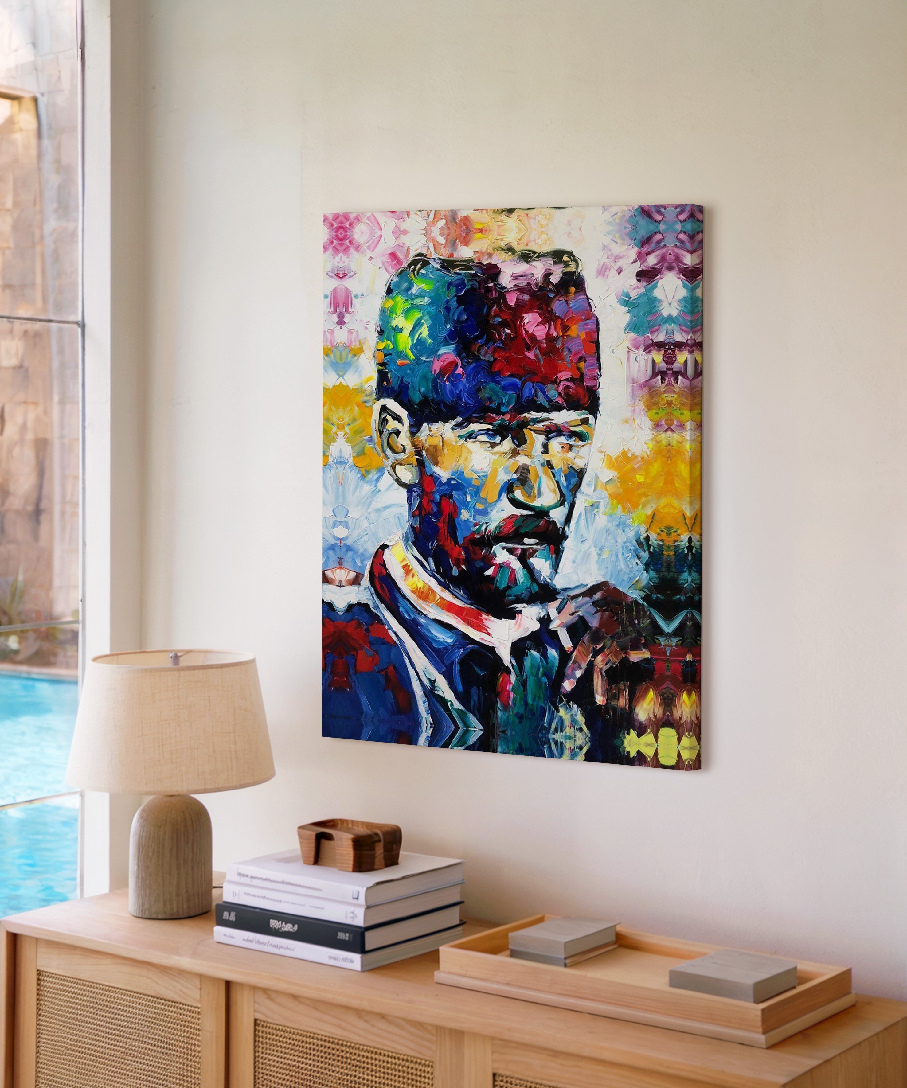 Renkli Atatürk | Yağlı Boya Dokulu Canvas Baskı