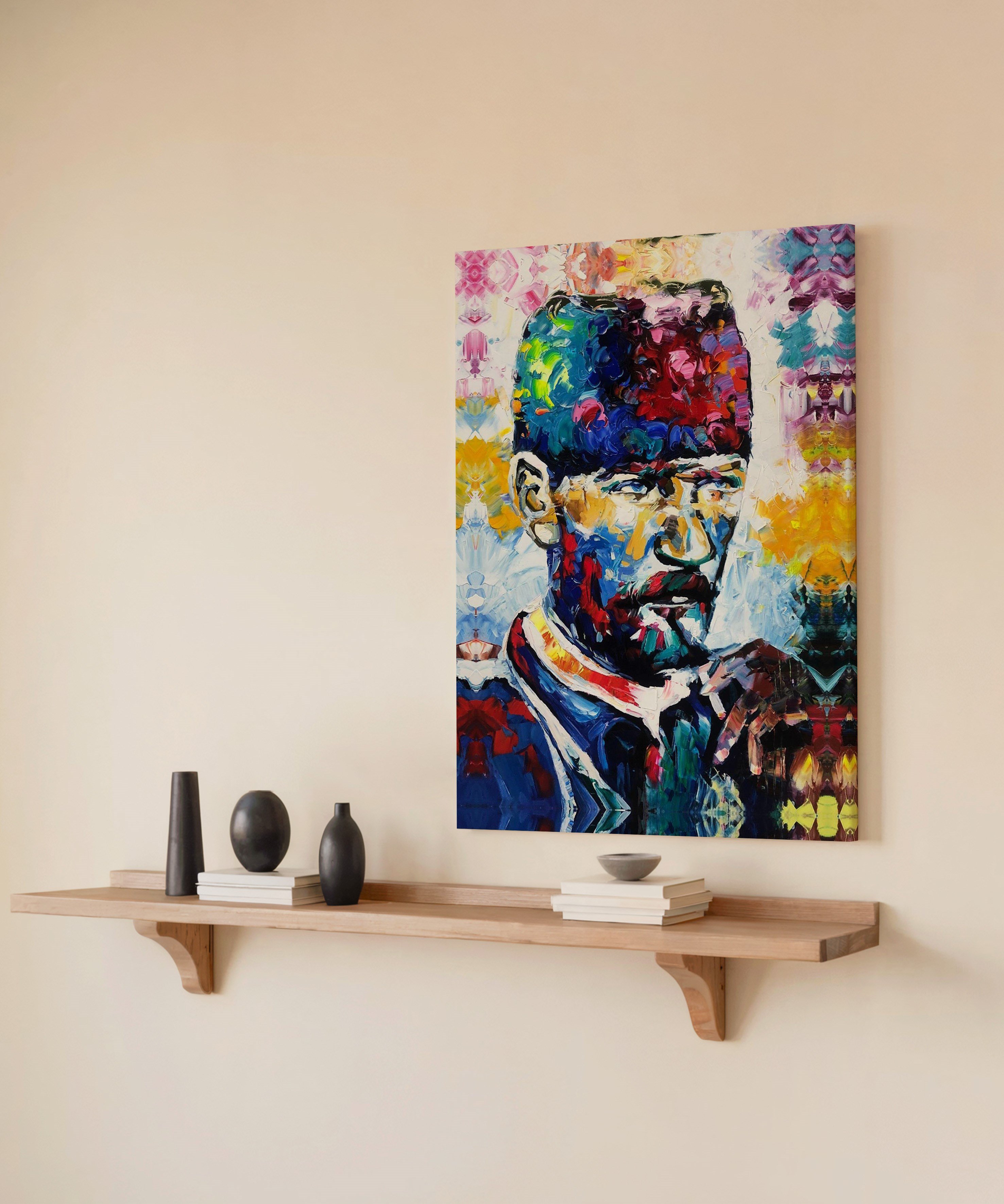 Renkli Atatürk | Yağlı Boya Dokulu Canvas Baskı