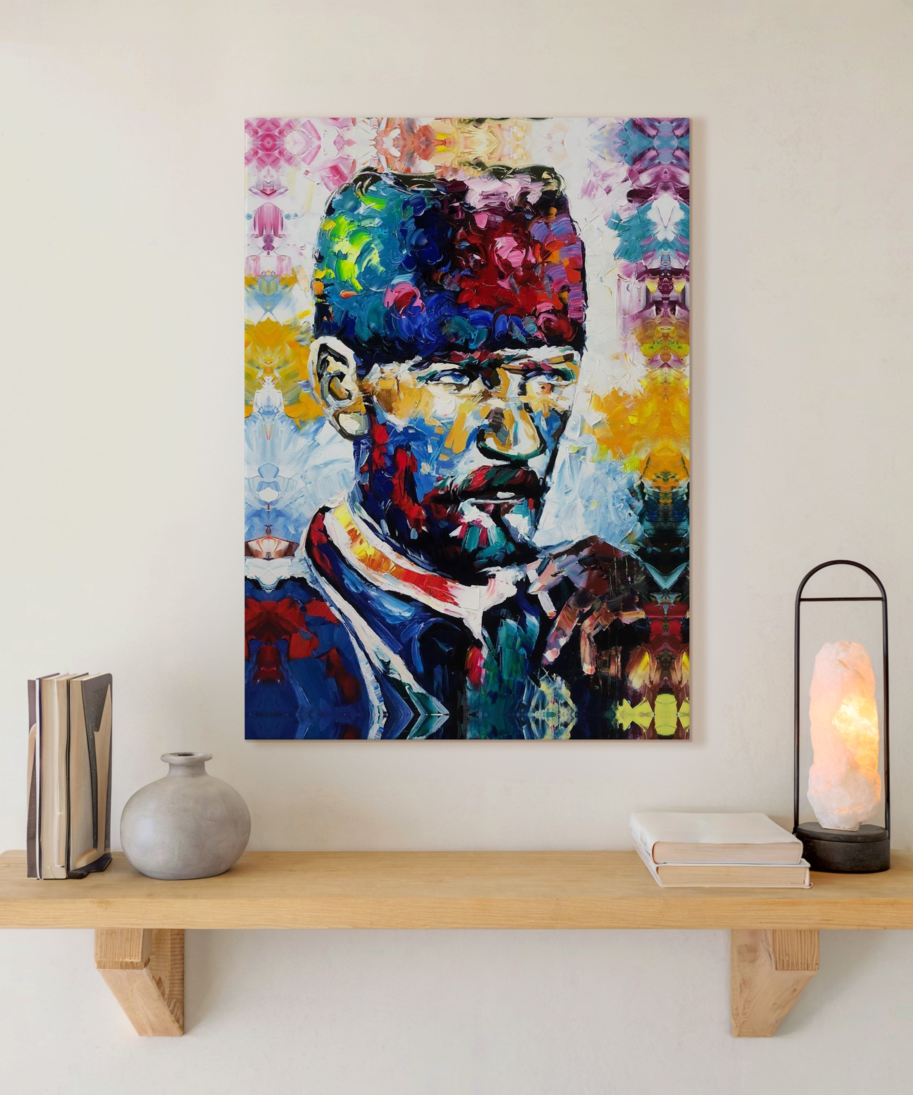 Renkli Atatürk | Yağlı Boya Dokulu Canvas Baskı